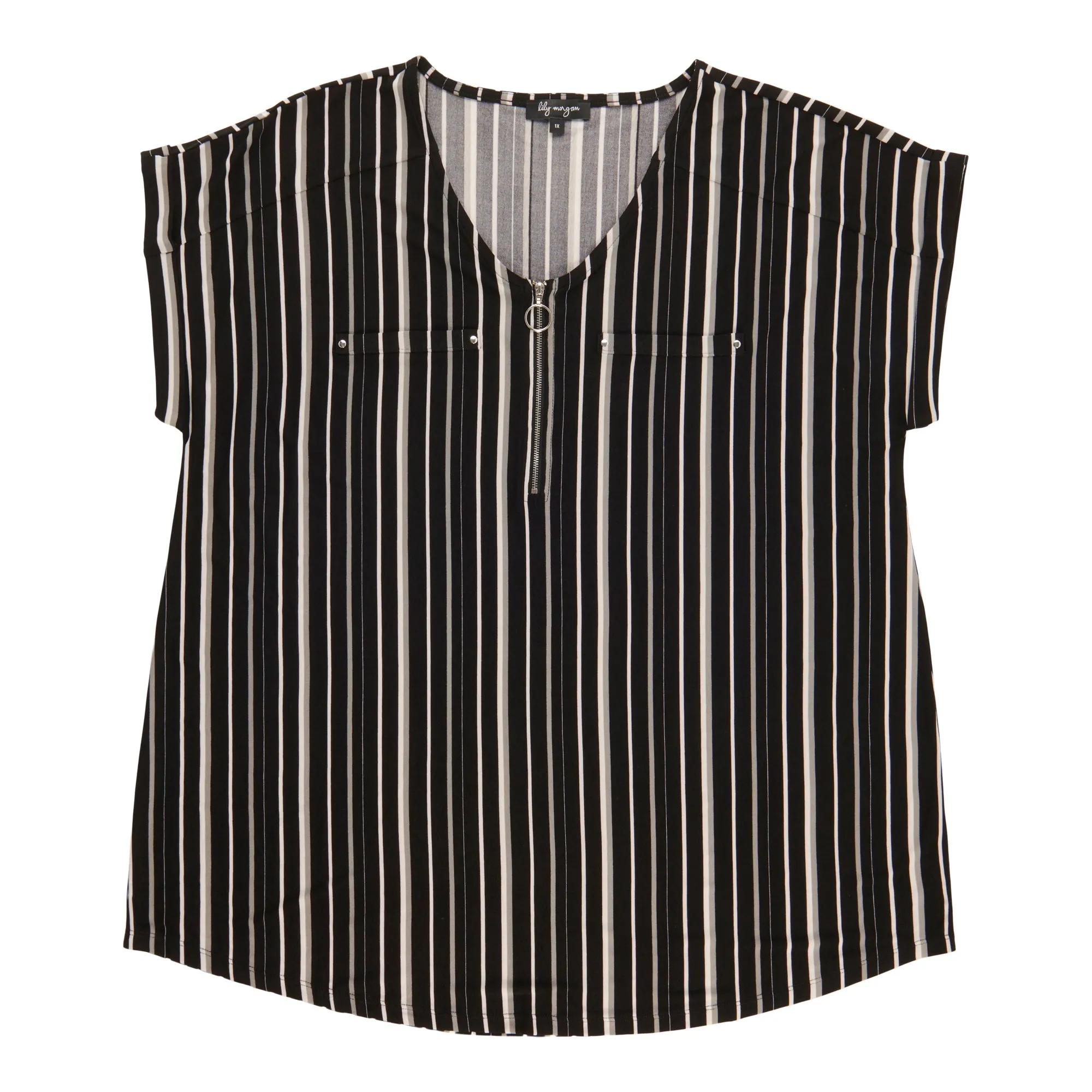 lily morgan Women's Plus V-Neck Zipper Front Top sold by Giant Tiger product image thumbnail 2