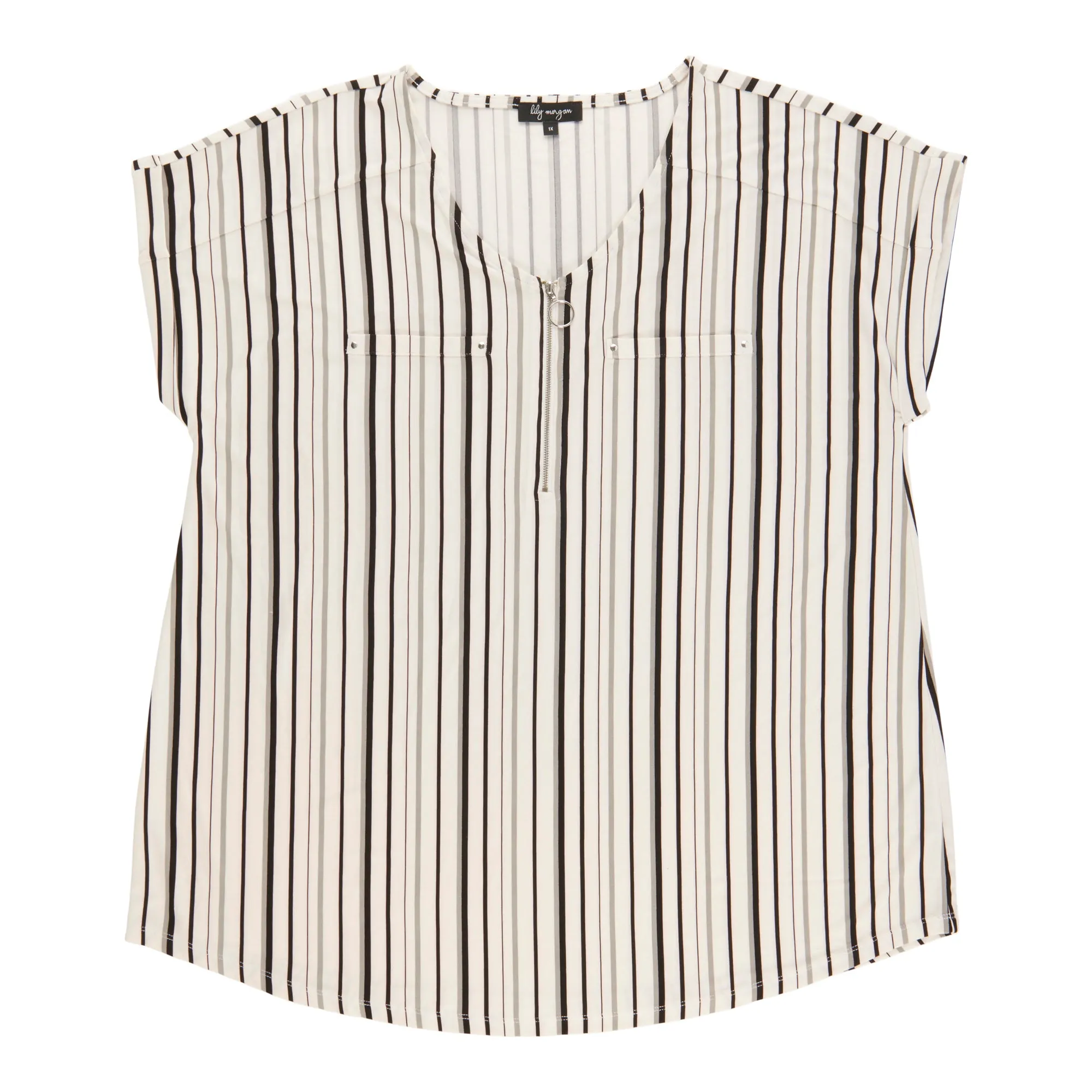 lily morgan Women's Plus V-Neck Zipper Front Top sold by Giant Tiger