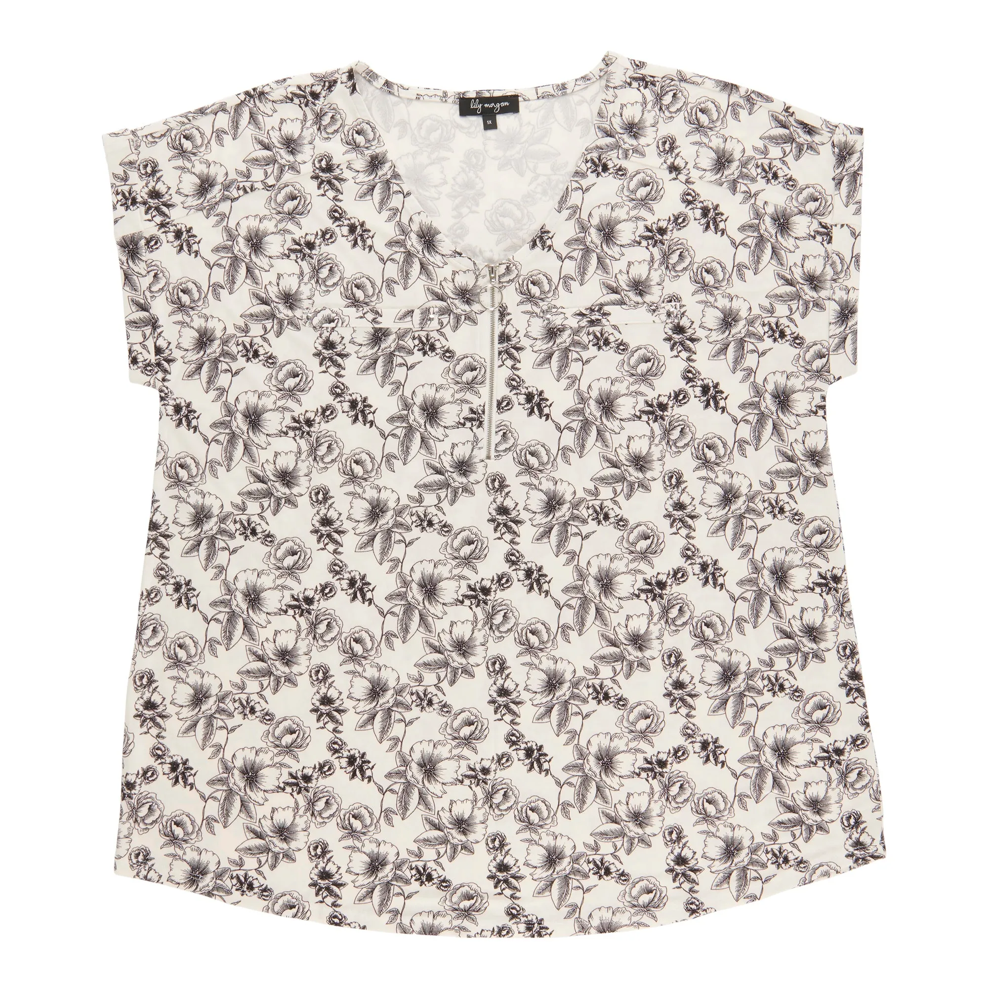 lily morgan Women's Plus V-Neck Zipper Front Top sold by Giant Tiger product image thumbnail 3