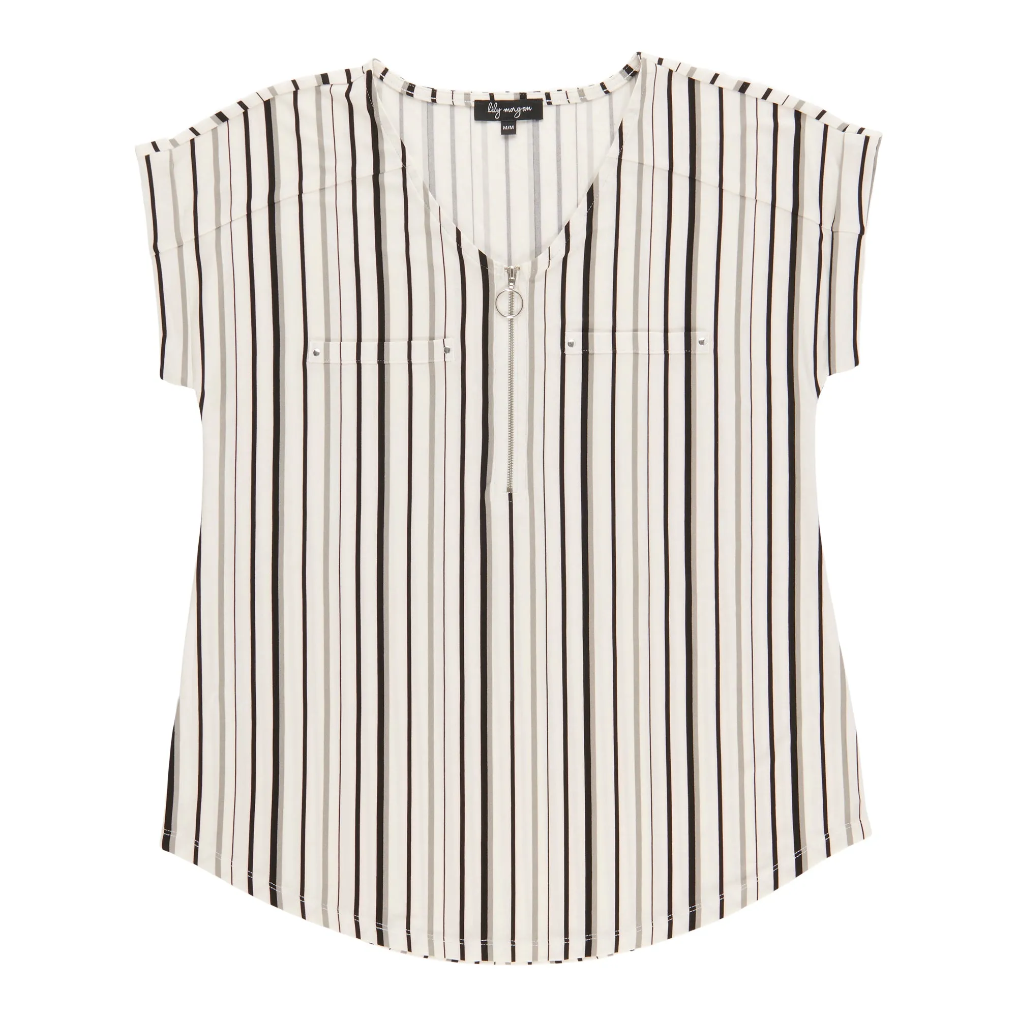 lily morgan Women's V-Neck Zipper Front Top sold by Giant Tiger