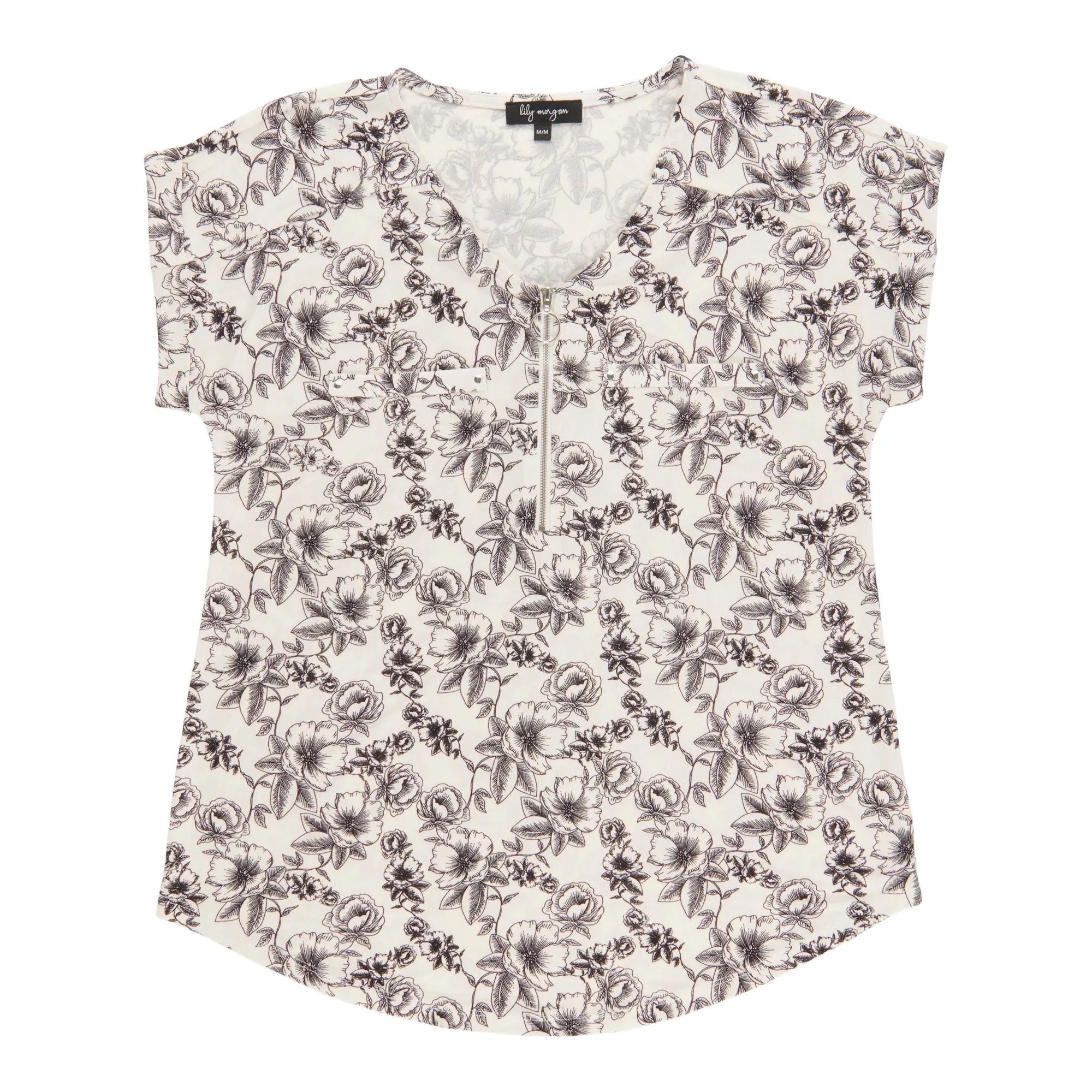 lily morgan Women's V-Neck Zipper Front Top sold by Giant Tiger product image thumbnail 3