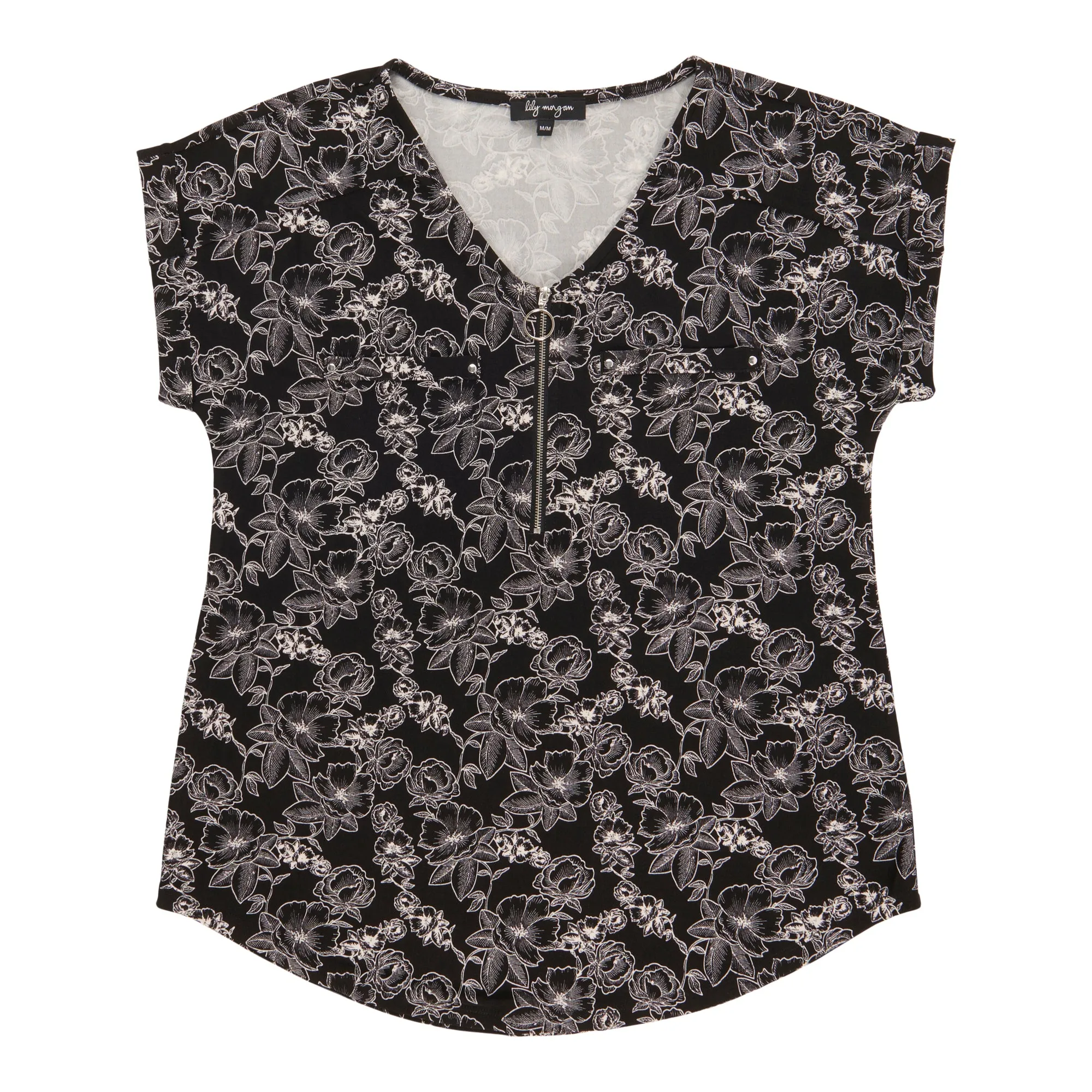 lily morgan Women's V-Neck Zipper Front Top sold by Giant Tiger product image thumbnail 4