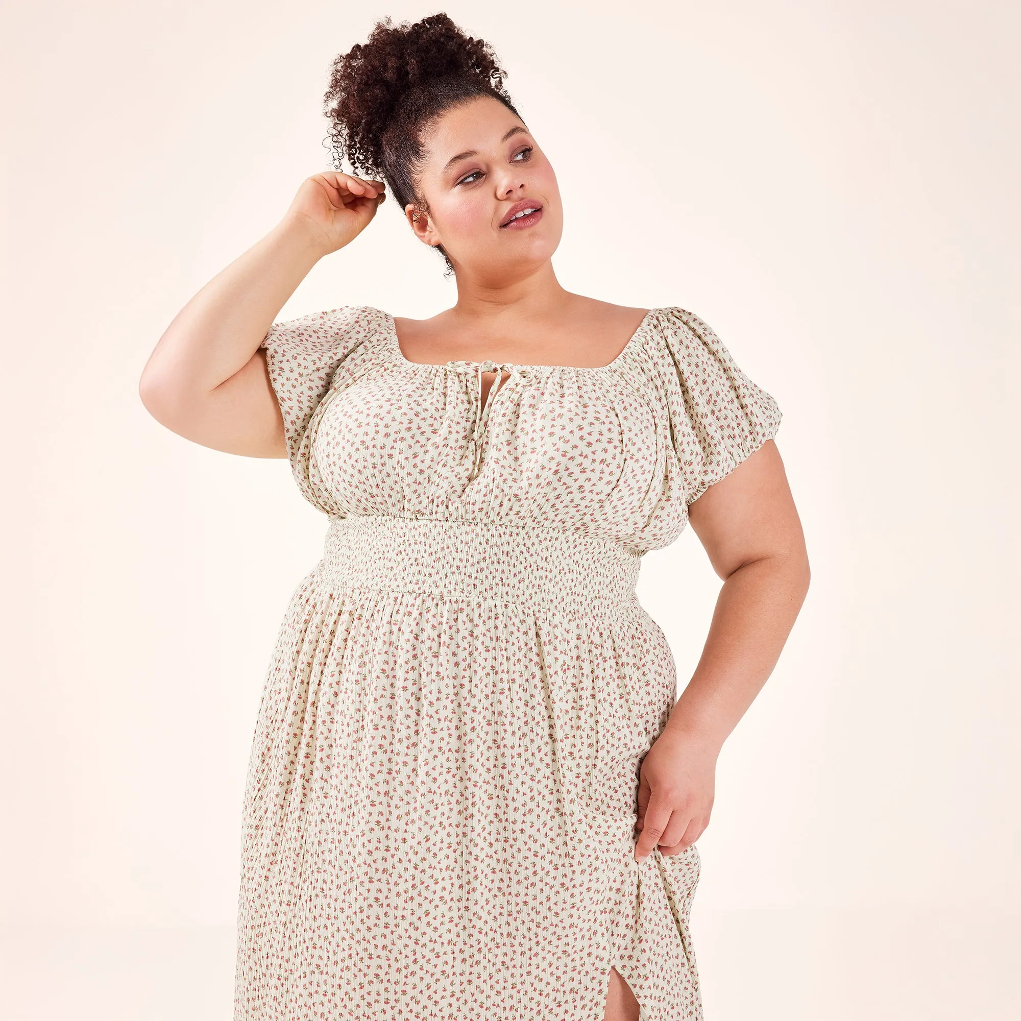 mySTYLE Women's Plus Cap Sleeve Smocked Midi Dress sold by Giant Tiger product image thumbnail 2