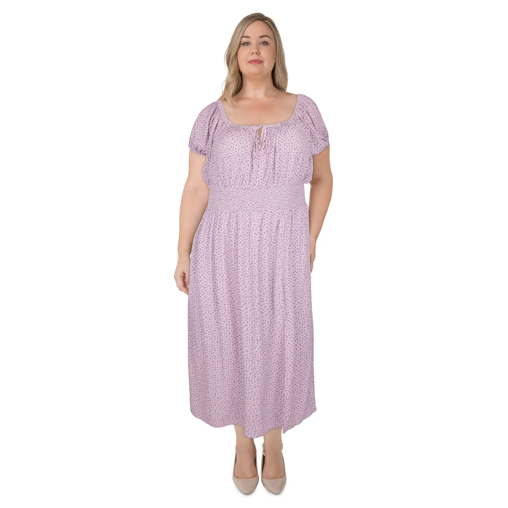 mySTYLE Women's Plus Cap Sleeve Smocked Midi Dress sold by Giant Tiger product image thumbnail 3
