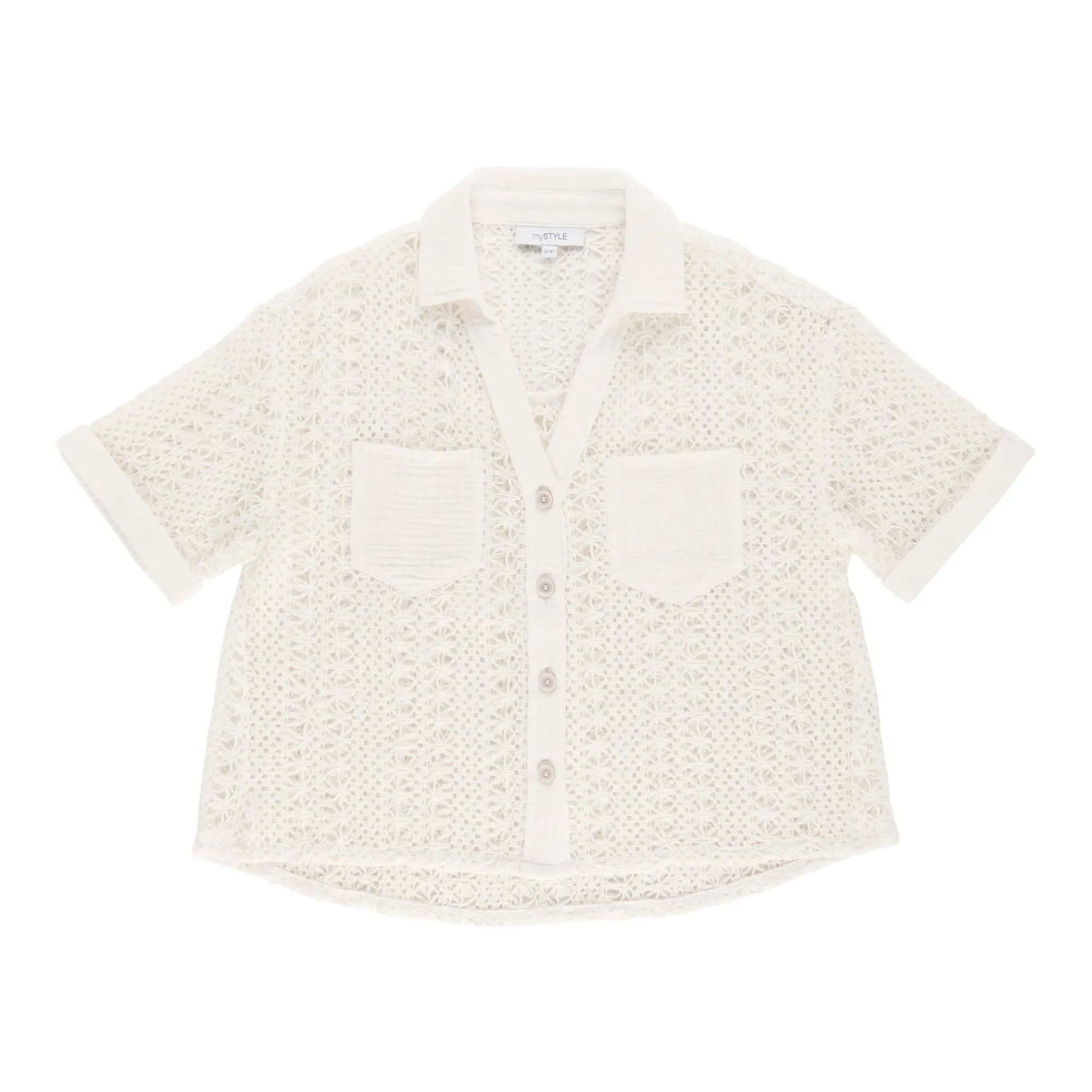 mySTYLE Women's Short Sleeve Crochet Shirt sold by Giant Tiger product image thumbnail 2
