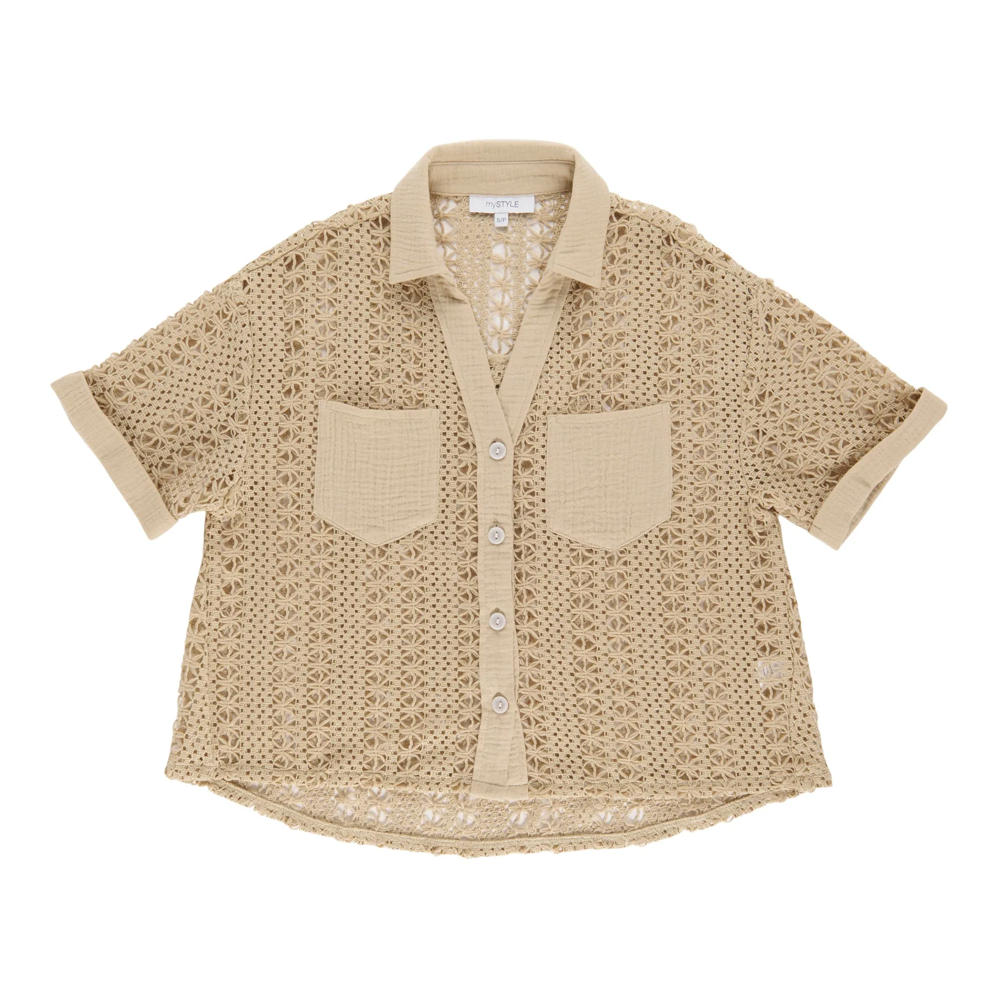 mySTYLE Women's Short Sleeve Crochet Shirt sold by Giant Tiger product image thumbnail 3