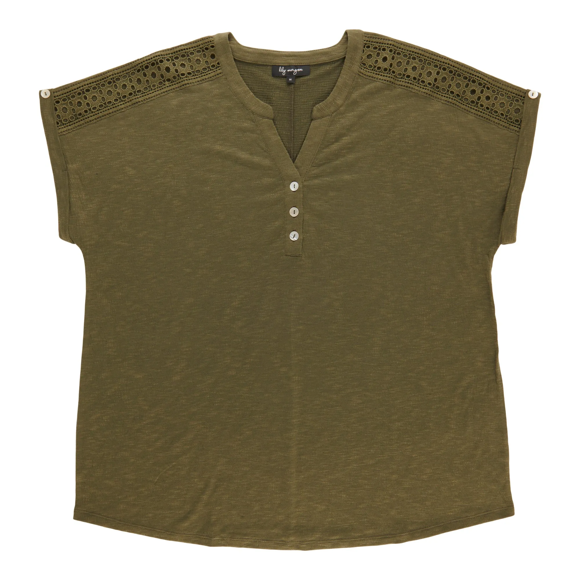 lily morgan Women's Plus Top with Crochet Details sold by Giant Tiger product image thumbnail 4