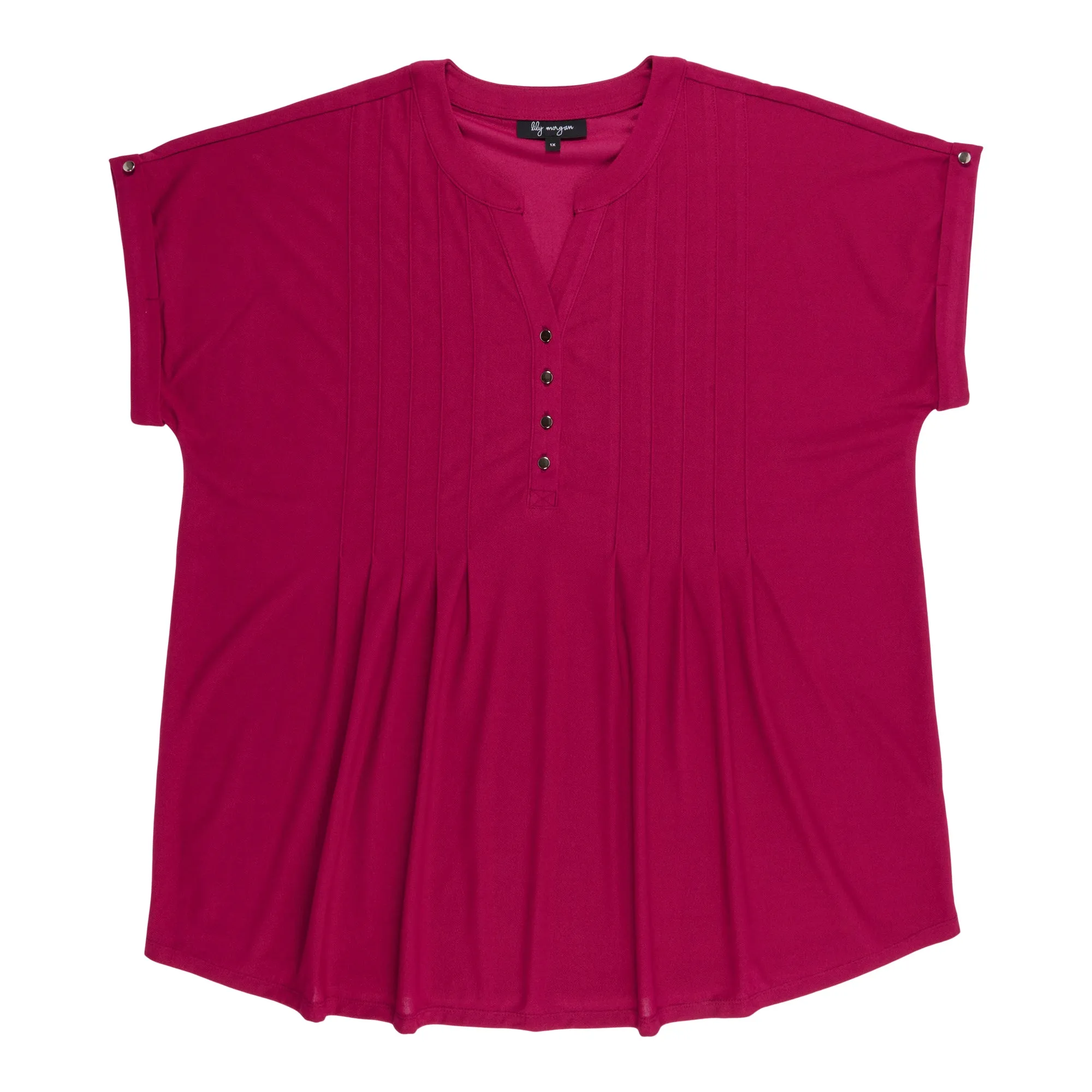 lily morgan Women's Plus Trendsetters Pintuck Solid Top sold by Giant Tiger