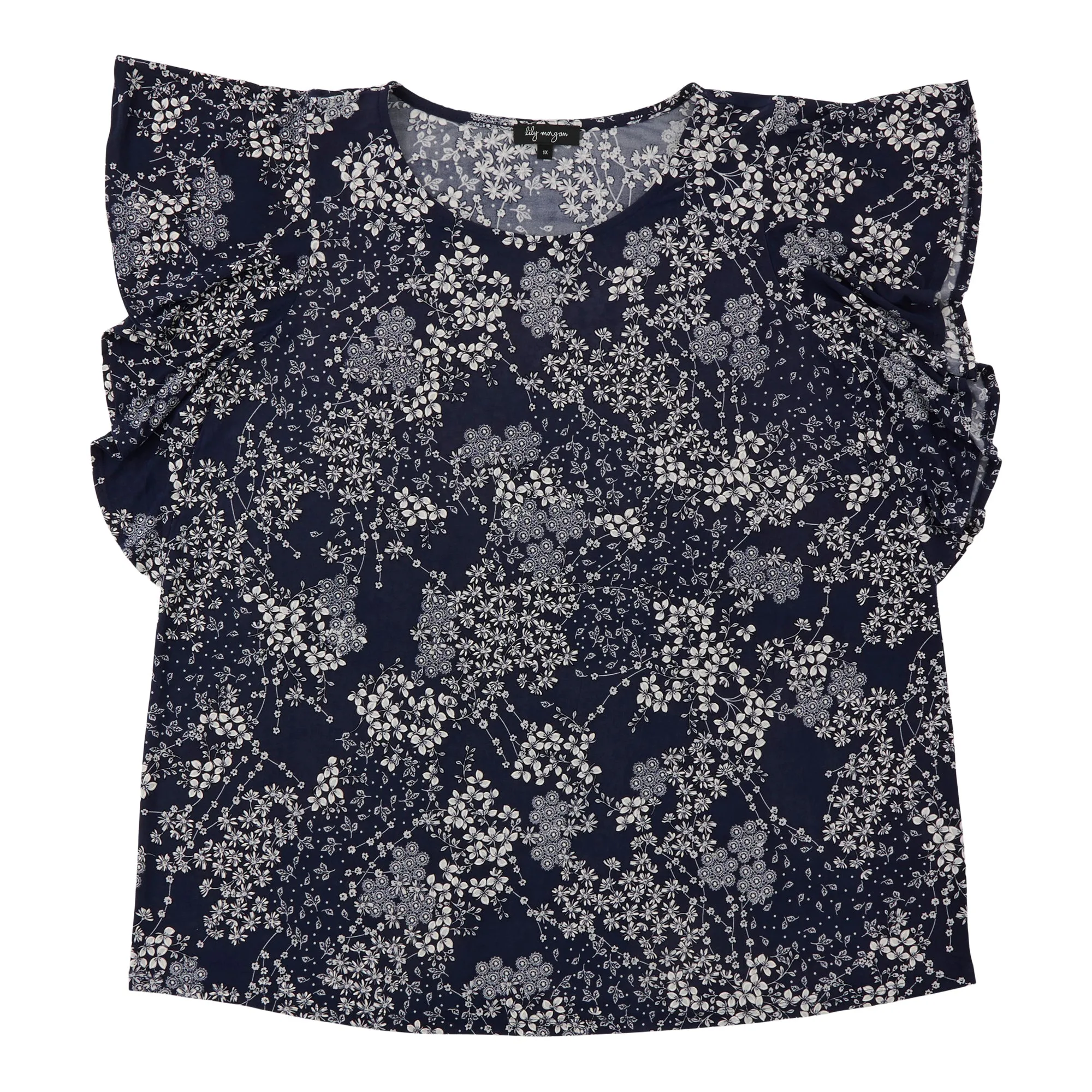 lily morgan Women's Plus Ruffle Sleeve Top sold by Giant Tiger