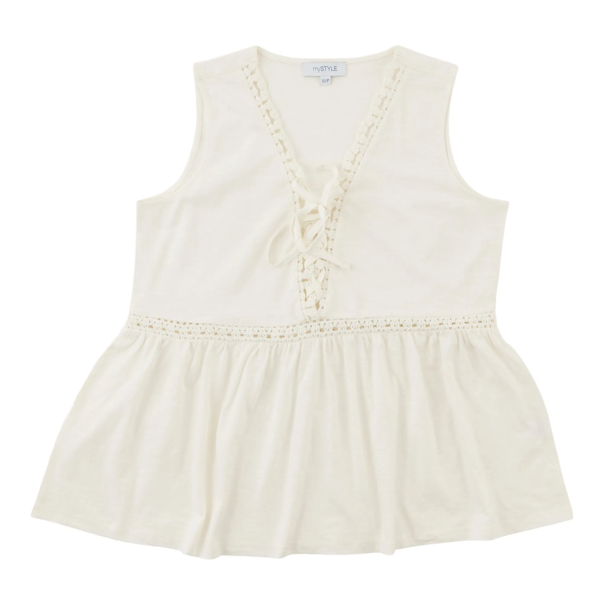 mySTYLE Women's Crochet Lace Up Tank Top sold by Giant Tiger