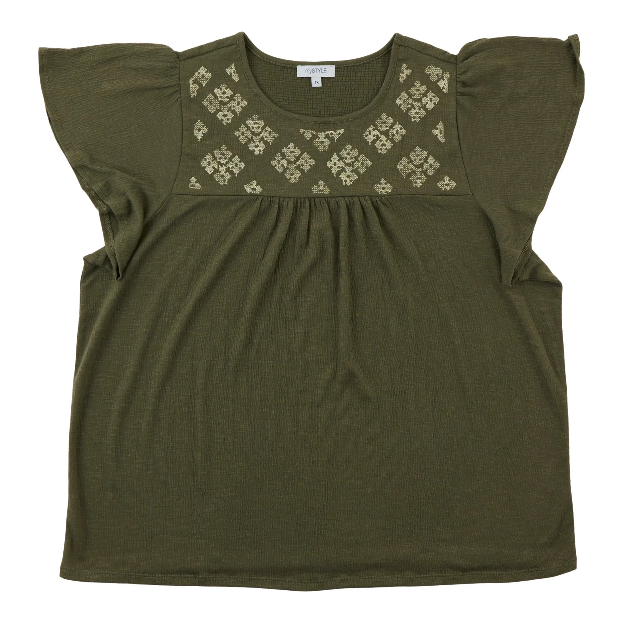 mySTYLE Women's Plus Crochet Short Sleeve Top sold by Giant Tiger