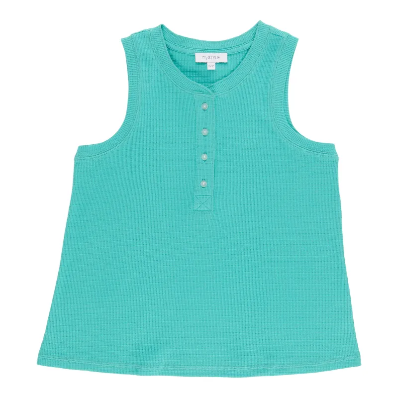 mySTYLE Women's Waffle Ribbed Henley sold by Giant Tiger