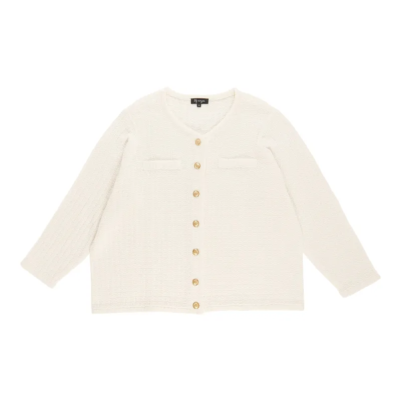 lily morgan Women's Plus Textured Cropped Cardigan sold by Giant Tiger