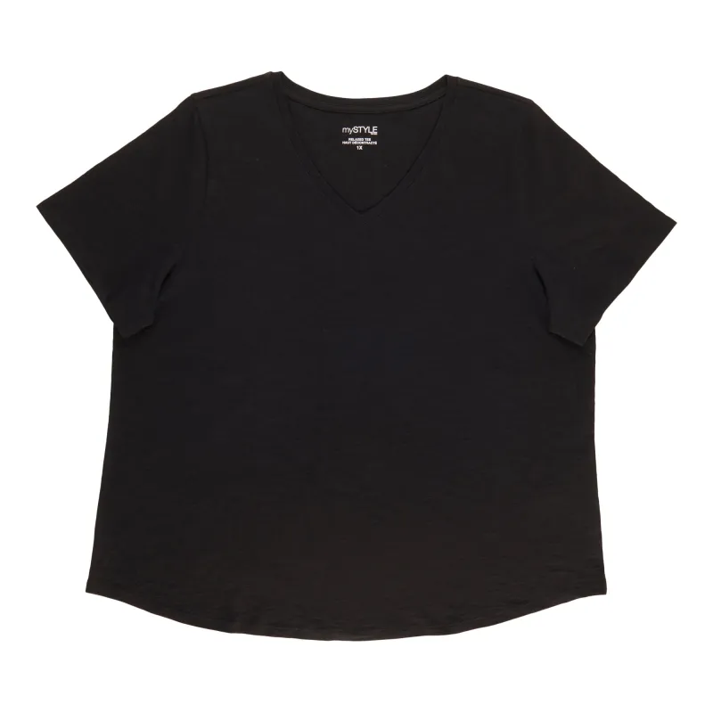 mySTYLE Women's Plus V-Neck T-Shirt sold by Giant Tiger