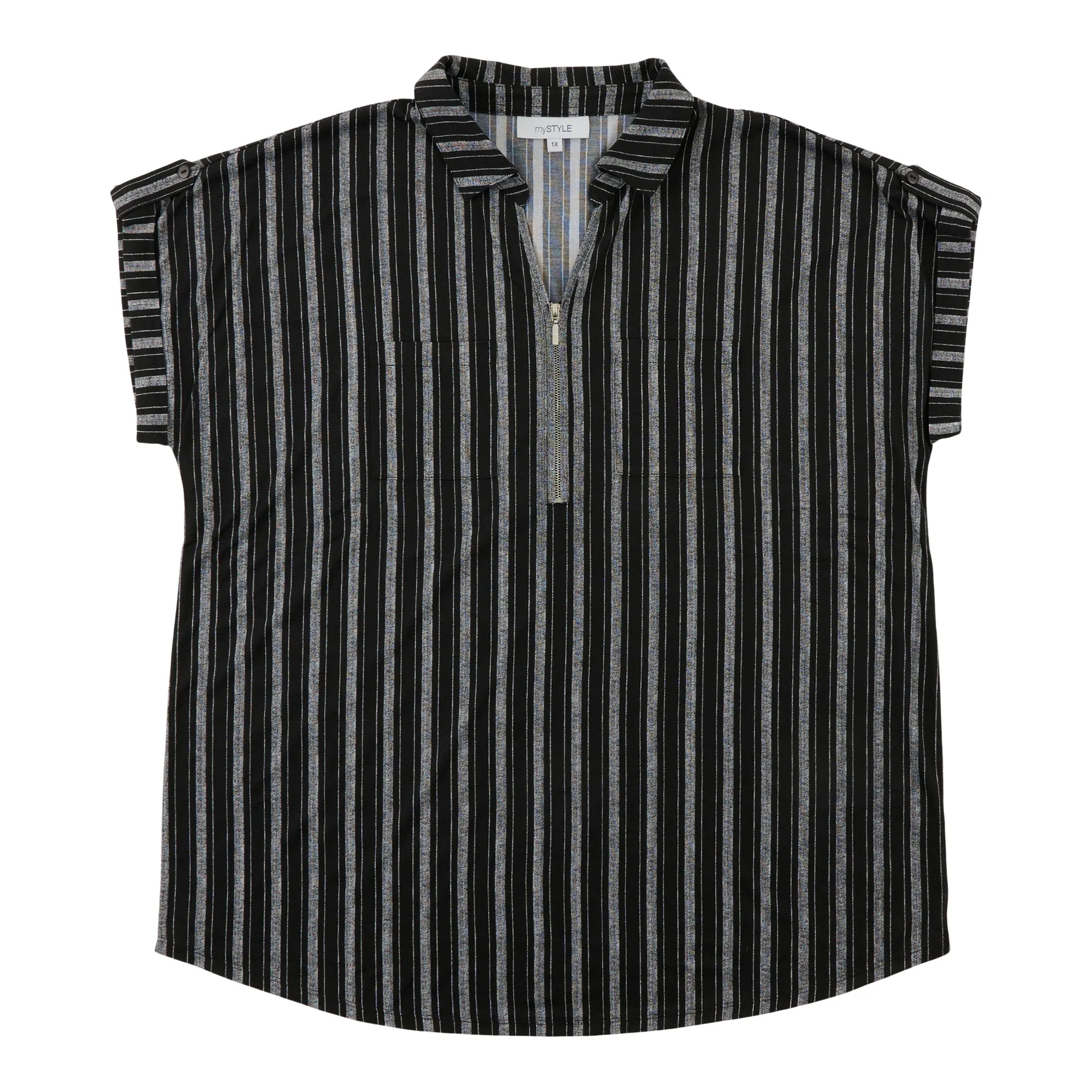 mySTYLE Women's Plus Striped Short Sleeve Top sold by Giant Tiger