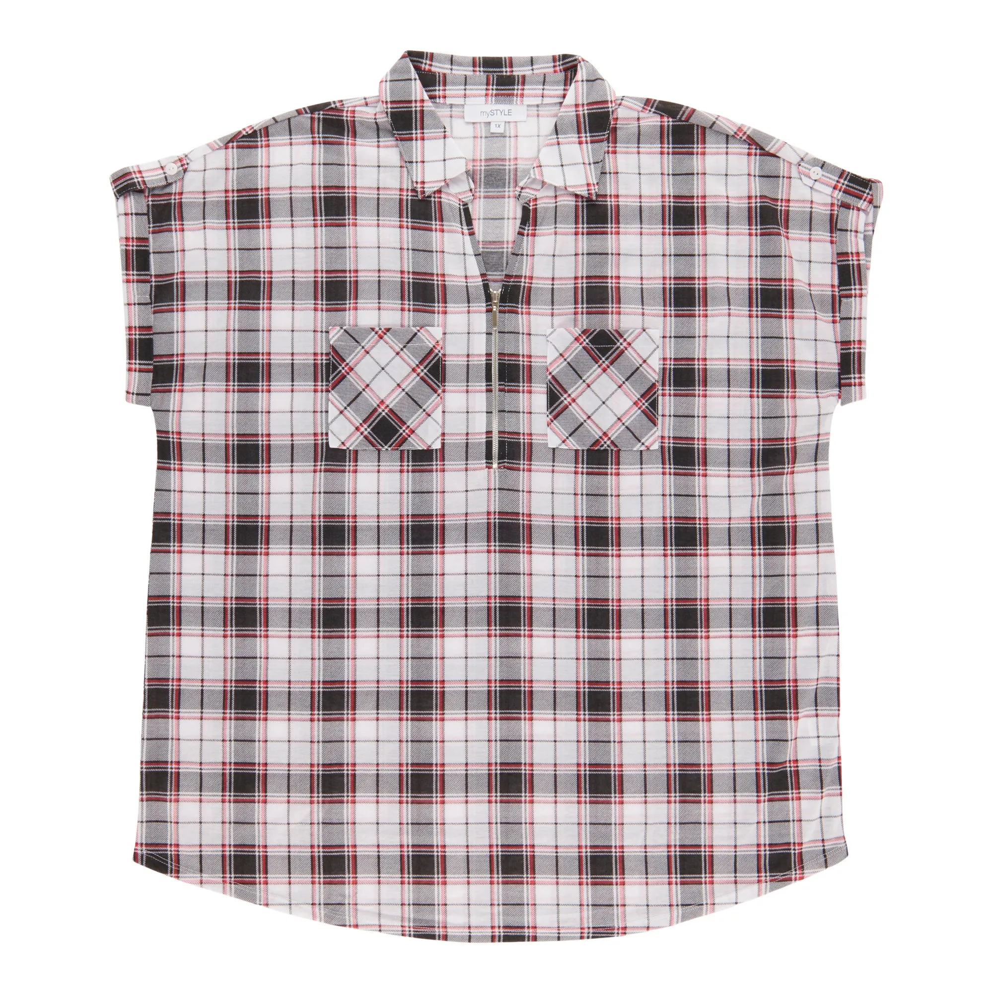 mySTYLE Women's Plus Short Sleeve Plaid Top sold by Giant Tiger product image thumbnail 2