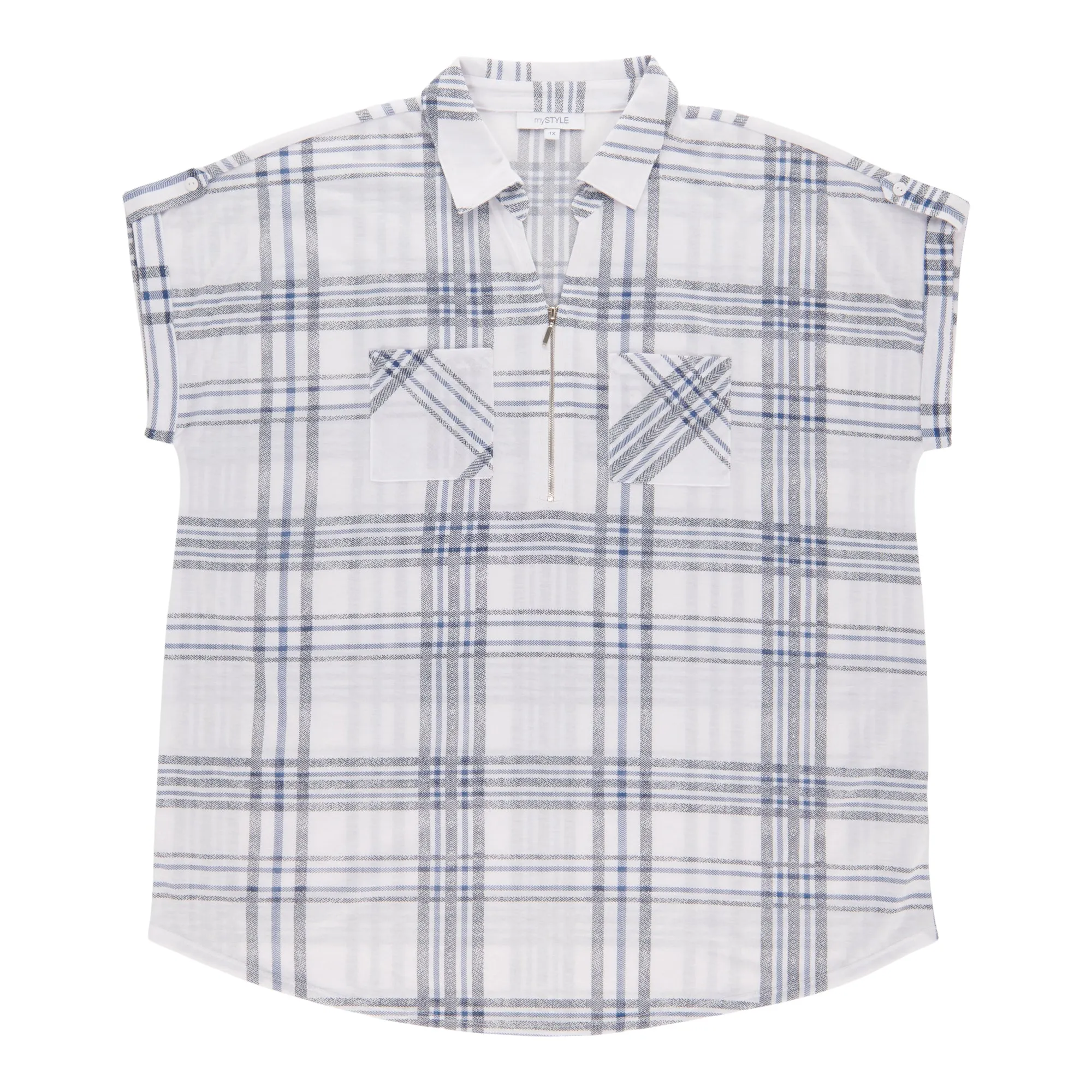 mySTYLE Women's Plus Short Sleeve Plaid Top sold by Giant Tiger product image thumbnail 3