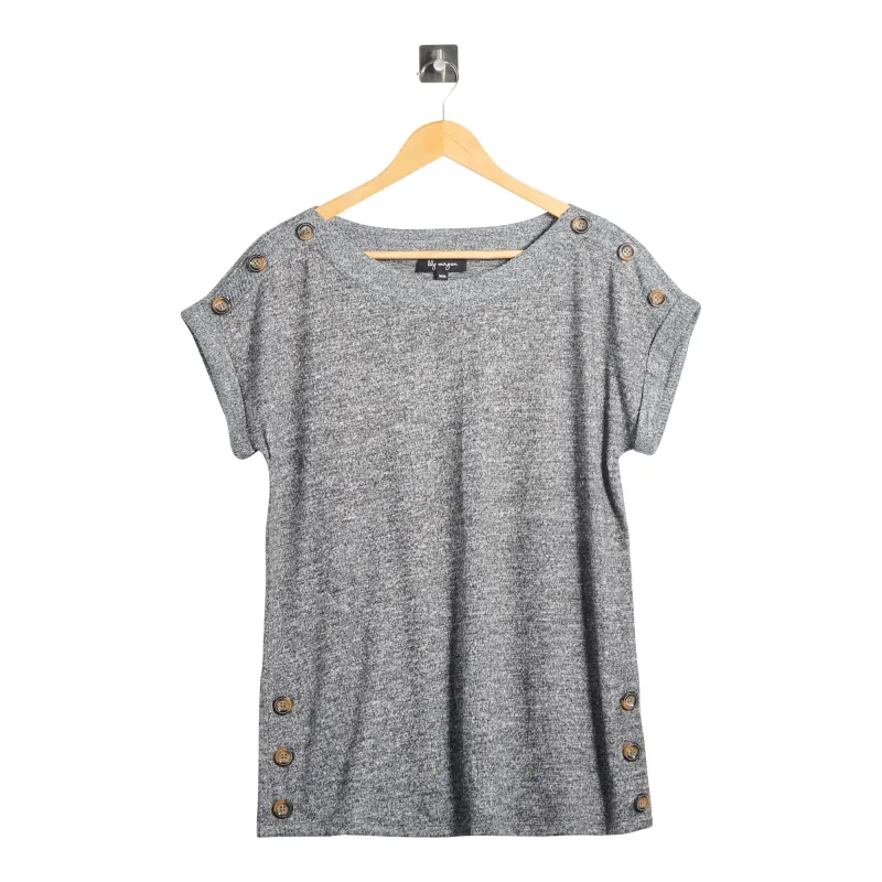 lily morgan Women's Printed Cap Sleeve Sweater Knit Top with Button Detailing sold by Giant Tiger