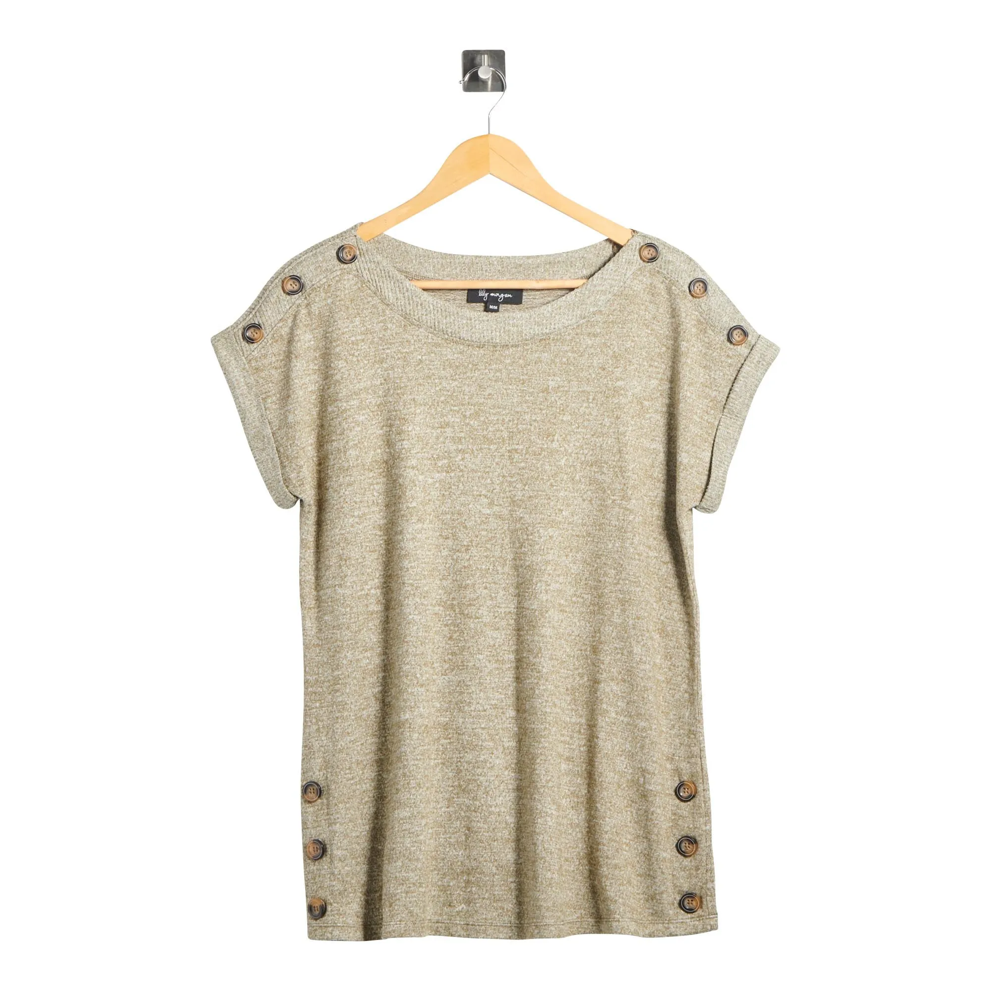 lily morgan Women's Printed Cap Sleeve Sweater Knit Top with Button Detailing sold by Giant Tiger product image thumbnail 2