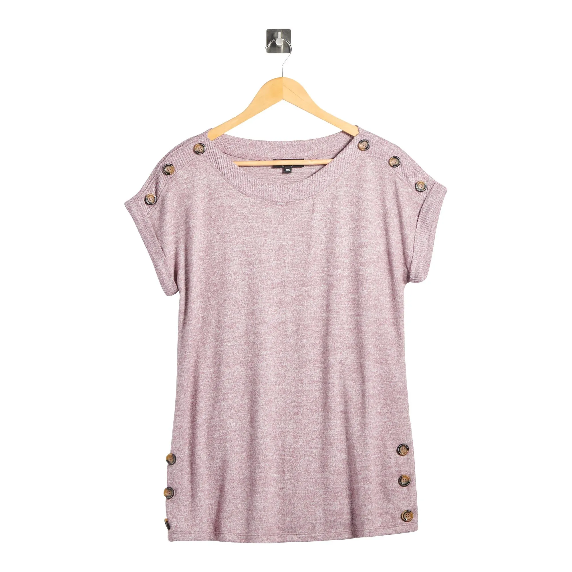 lily morgan Women's Printed Cap Sleeve Sweater Knit Top with Button Detailing sold by Giant Tiger product image thumbnail 3