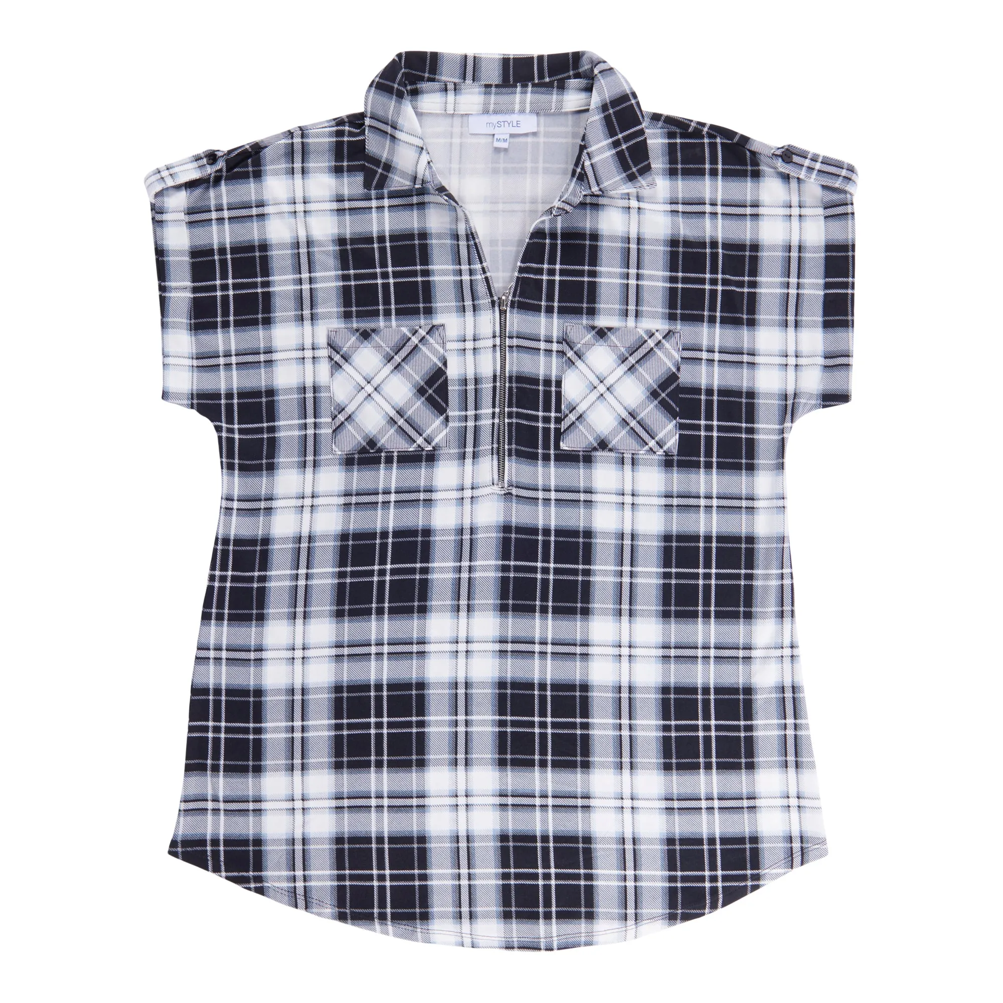 mySTYLE Women's Plaid Short Sleeve Top sold by Giant Tiger