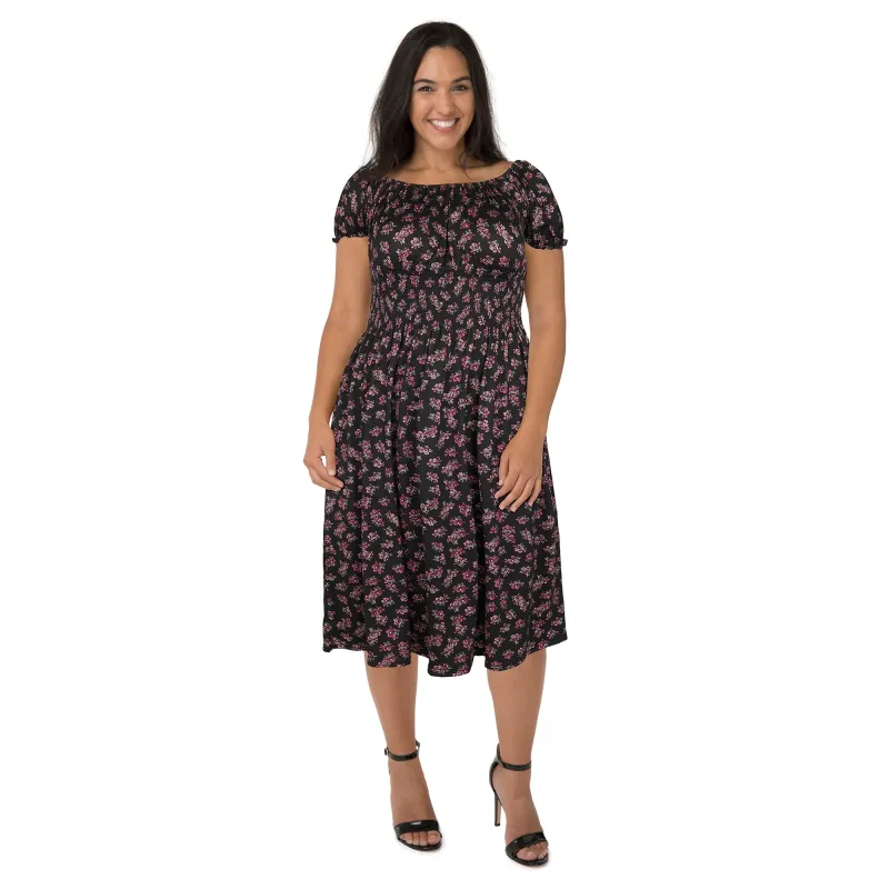 lily morgan Women's Plus Smocked Midi Dress sold by Giant Tiger