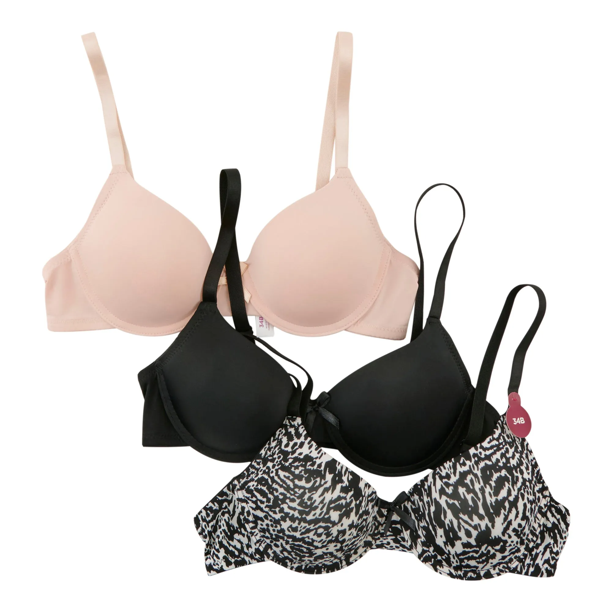 Carisma Women's Solid And Patterned T-Shirt Bras, 3-Pack sold by Giant Tiger