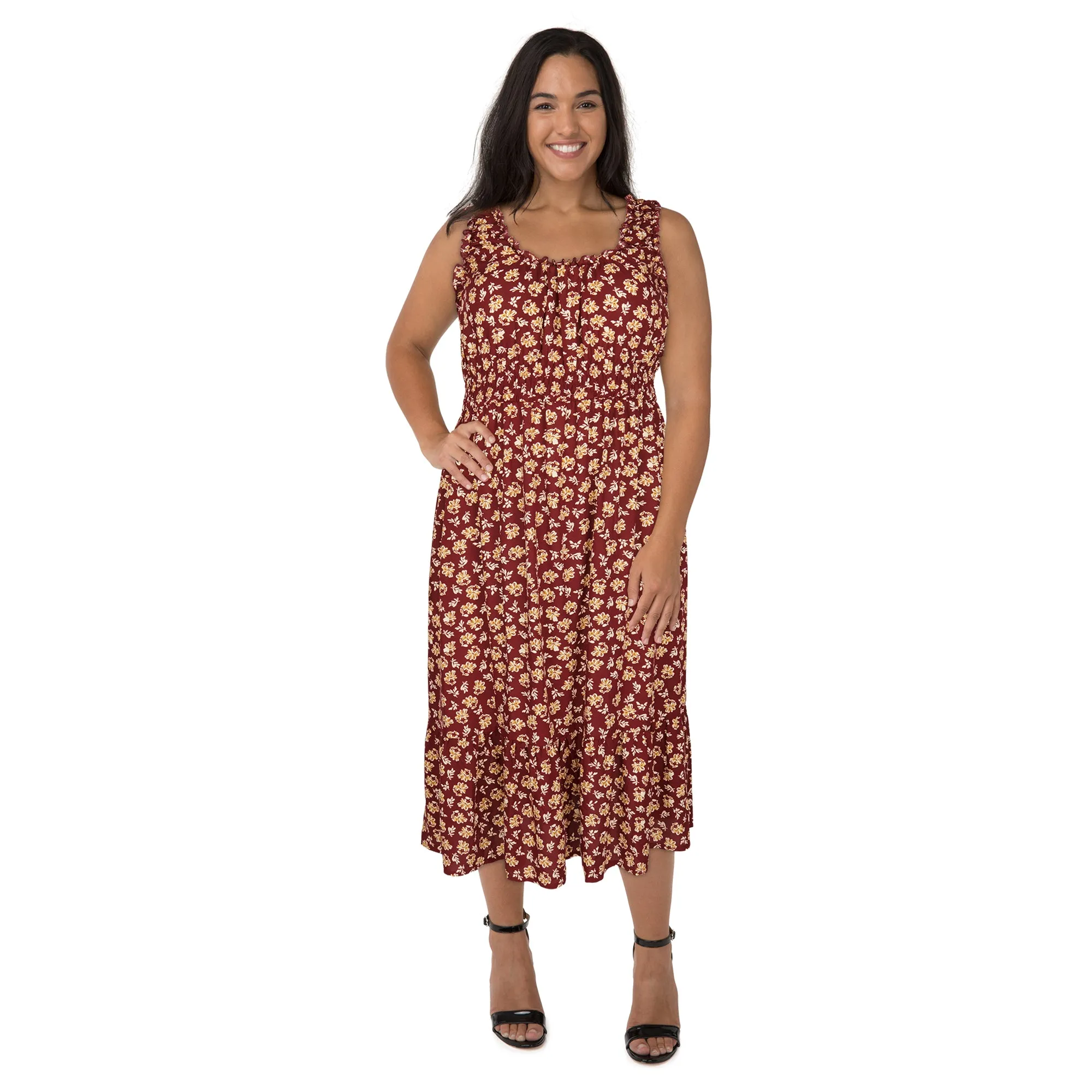 mySTYLE Women's Plus Smocked Tiered Midi Dress sold by Giant Tiger product image thumbnail 2