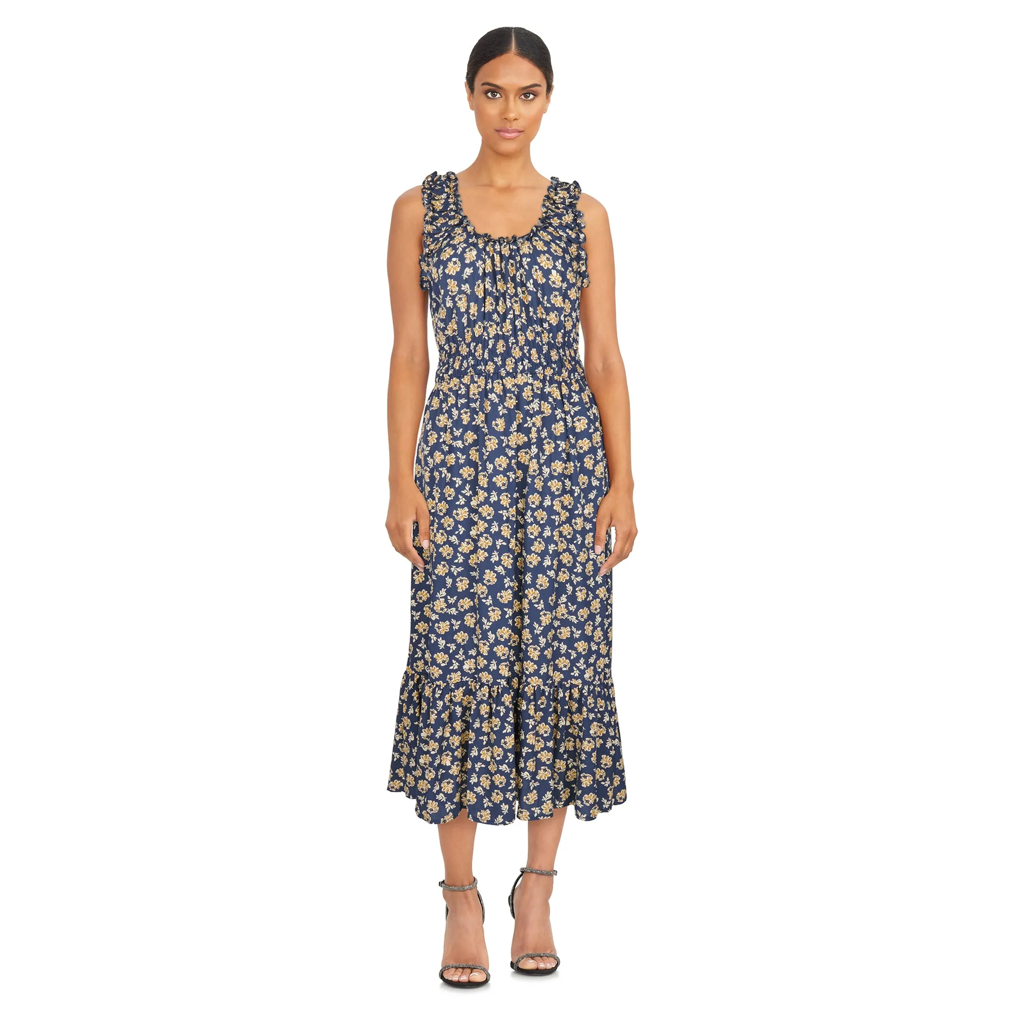 mySTYLE Women's Smocked Tiered Midi Dress sold by Giant Tiger