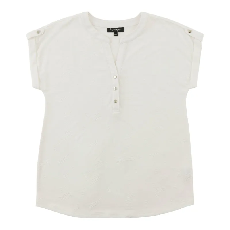 lily morgan Women's Roll Tab Sleeve Top sold by Giant Tiger