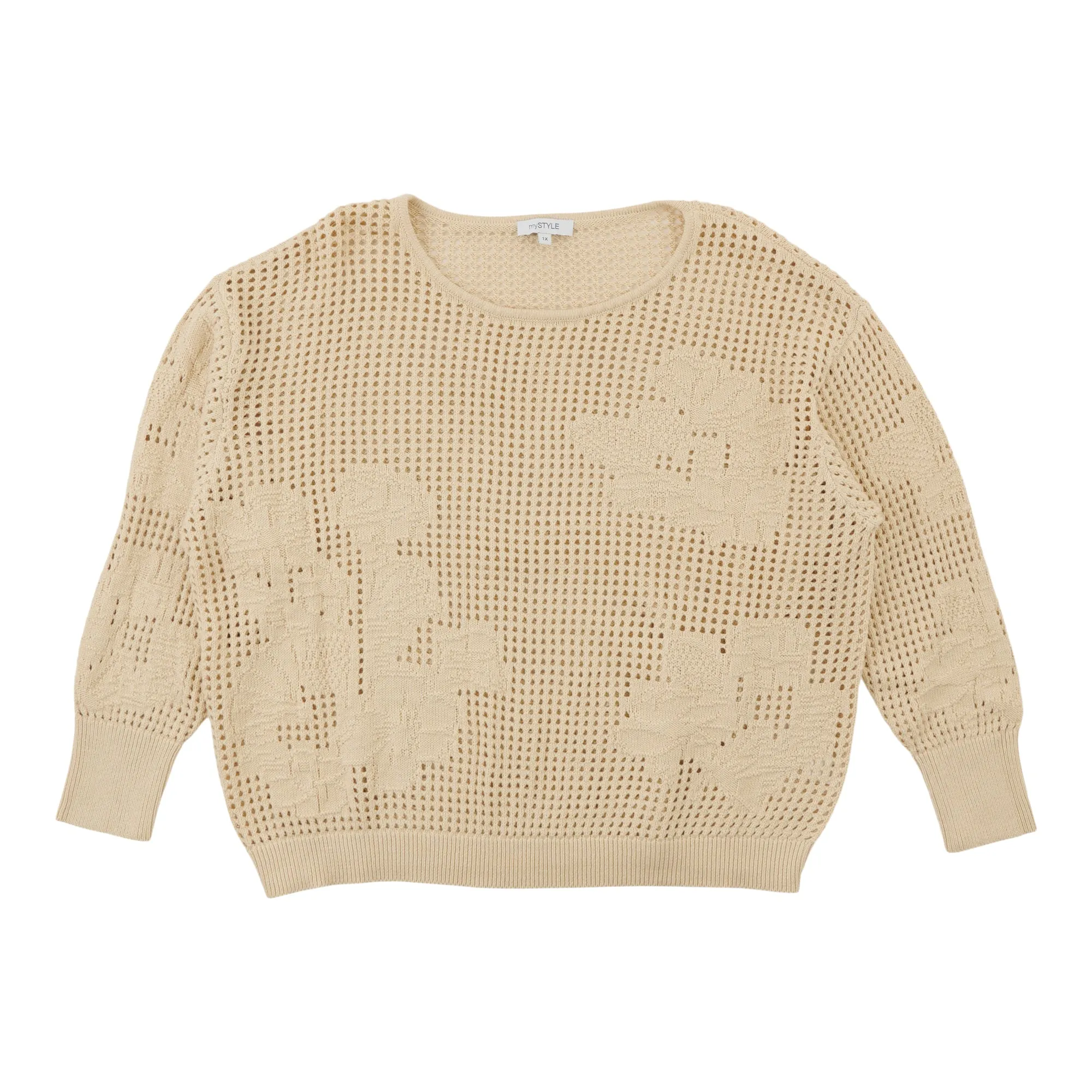 mySTYLE Women's Plus Open Stitch Flower Sweater sold by Giant Tiger product image thumbnail 2