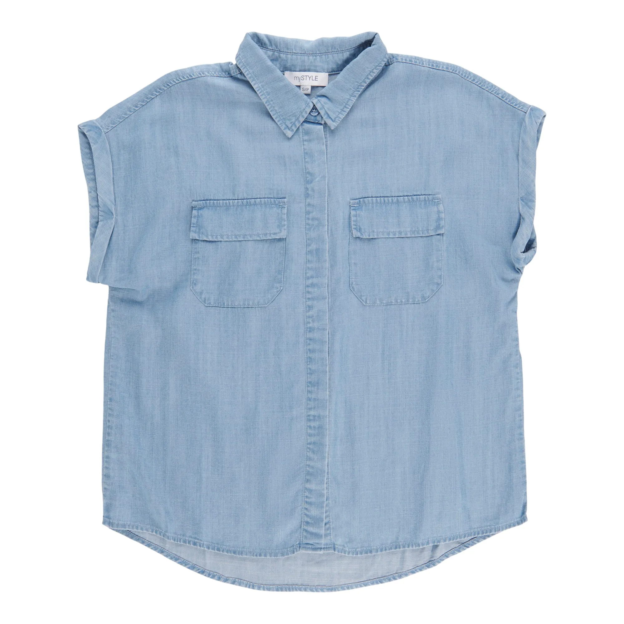 mySTYLE Women's Short Sleeve Denim Shirt sold by Giant Tiger product image thumbnail 3