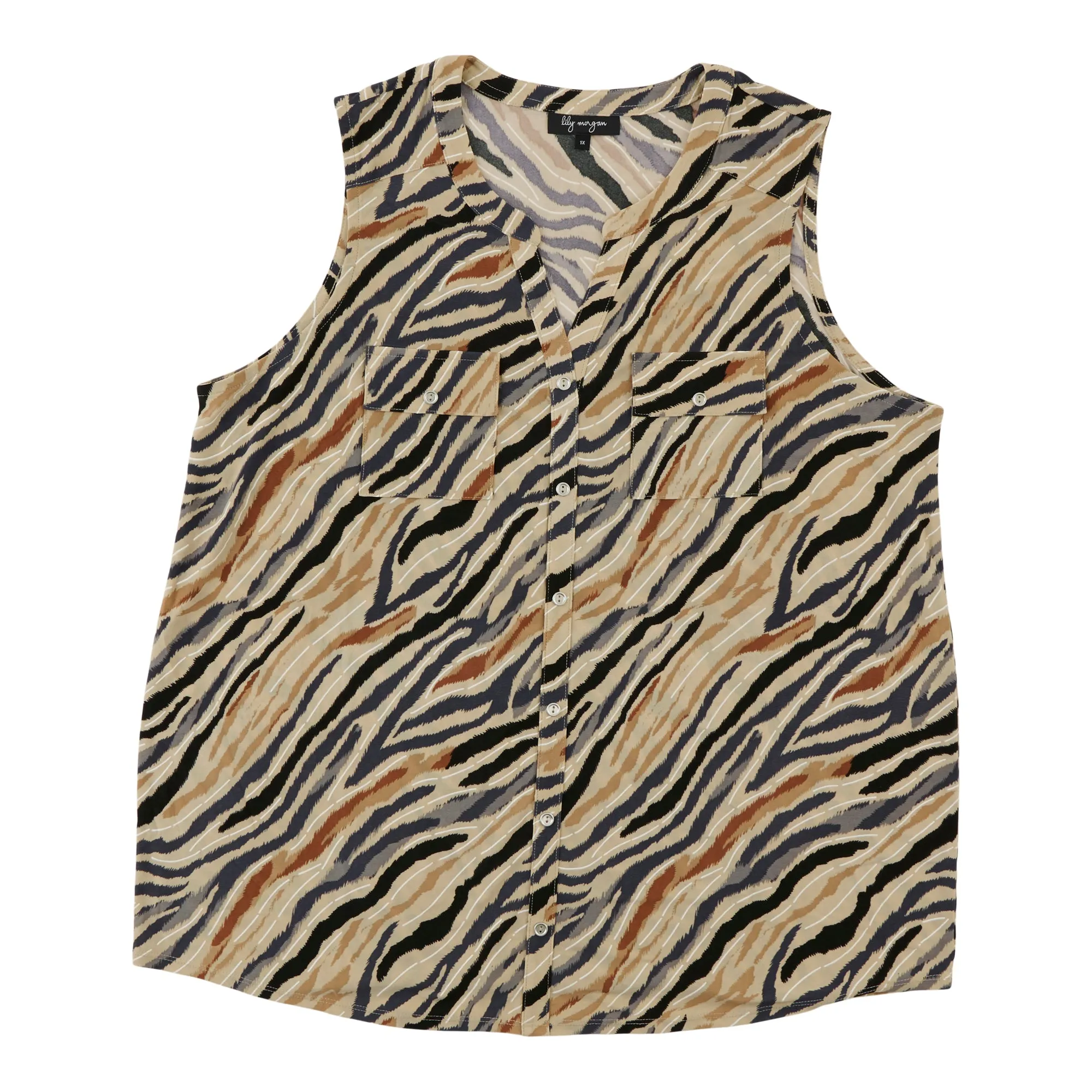 lily morgan Women's Plus Mandarin Collar Shirt sold by Giant Tiger product image thumbnail 2