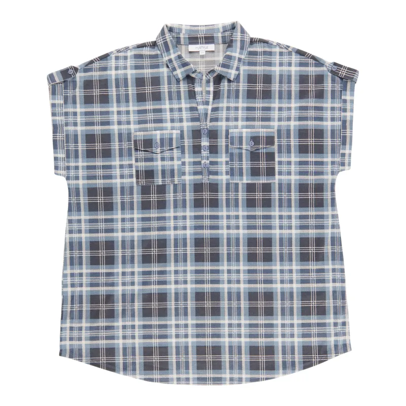 mySTYLE Women's Plus Plaid Cap Sleeve Top sold by Giant Tiger