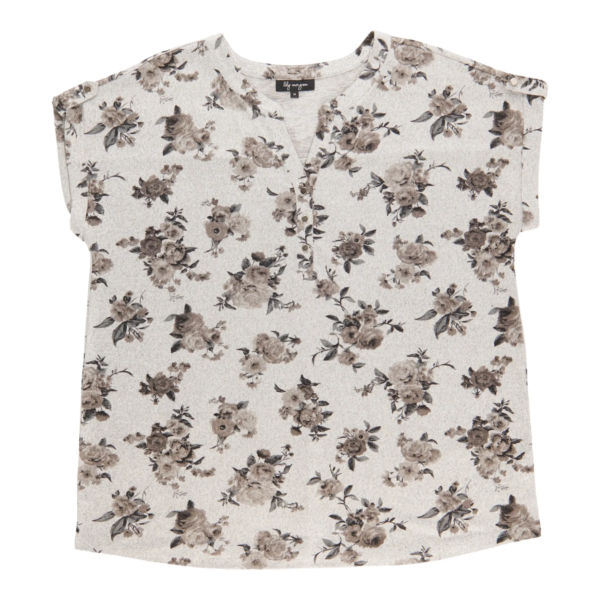 lily morgan Women's Plus Roll Tab Sleeve Top sold by Giant Tiger product image thumbnail 4