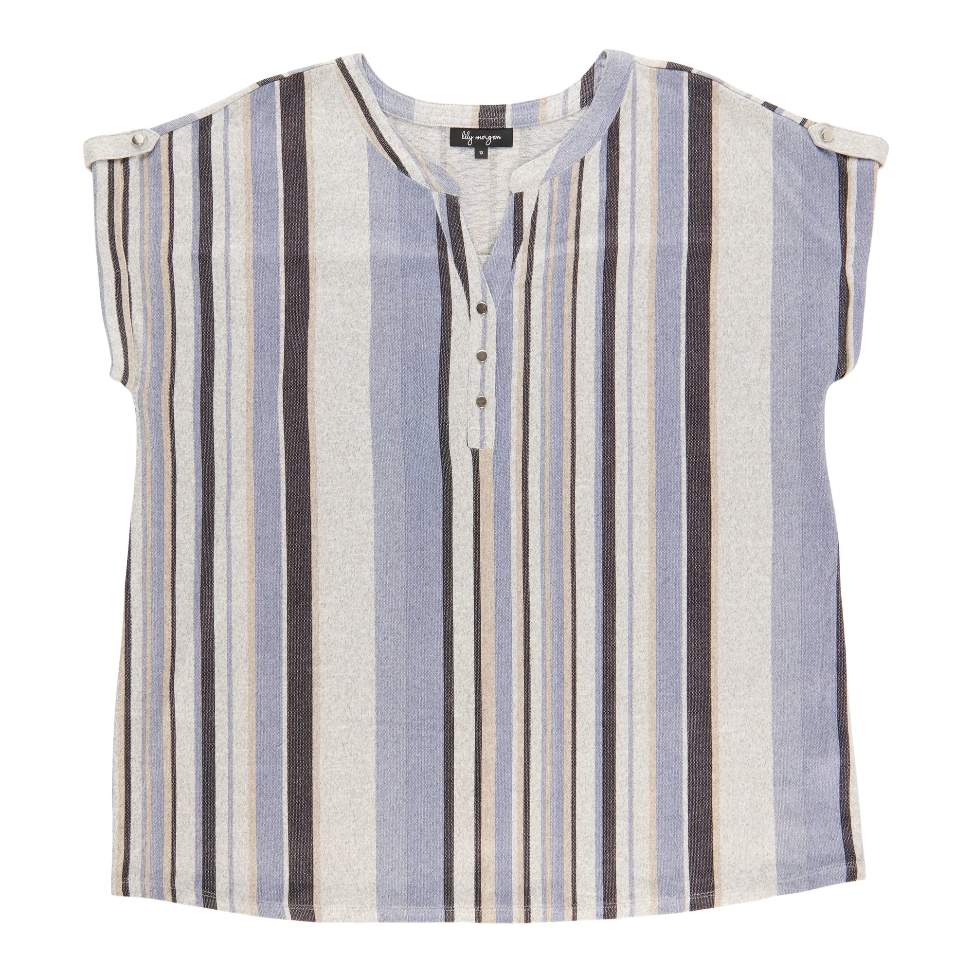 lily morgan Women's Plus Roll Tab Sleeve Top sold by Giant Tiger