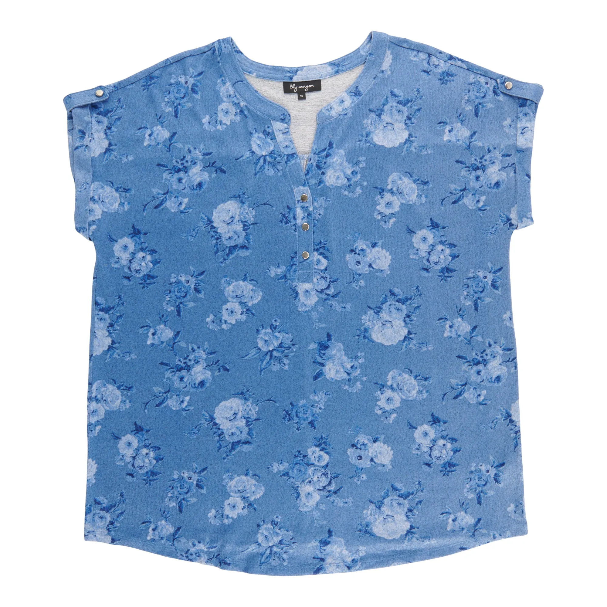 lily morgan Women's Plus Roll Tab Sleeve Top sold by Giant Tiger product image thumbnail 3