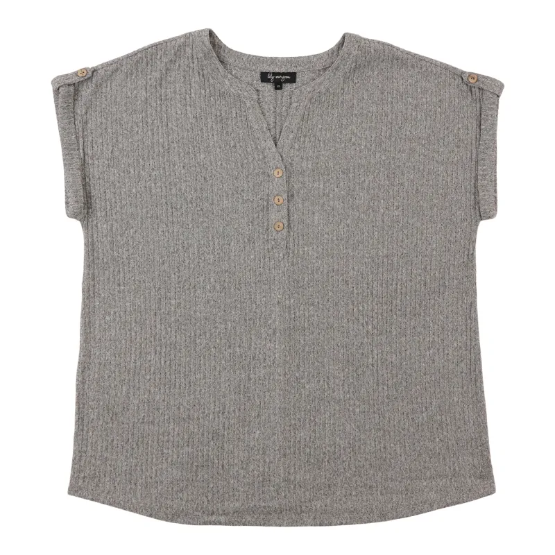 lily morgan Women's Plus Roll Cuffed Top sold by Giant Tiger