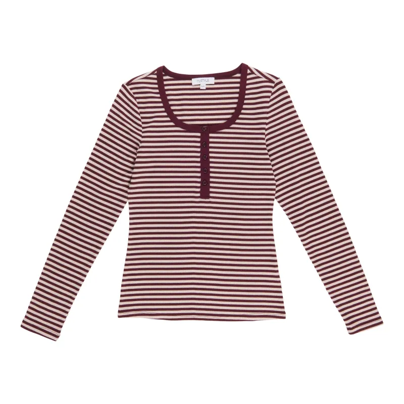 mySTYLE Women's Waffle Henley Top sold by Giant Tiger