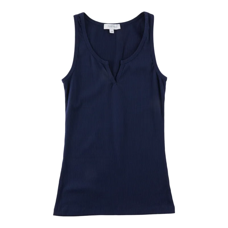 mySTYLE Women's Notch Collar Ribbed Tank Top sold by Giant Tiger