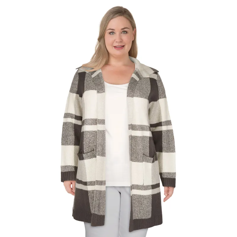 lily morgan Women's Plus Plaid Cardigan sold by Giant Tiger