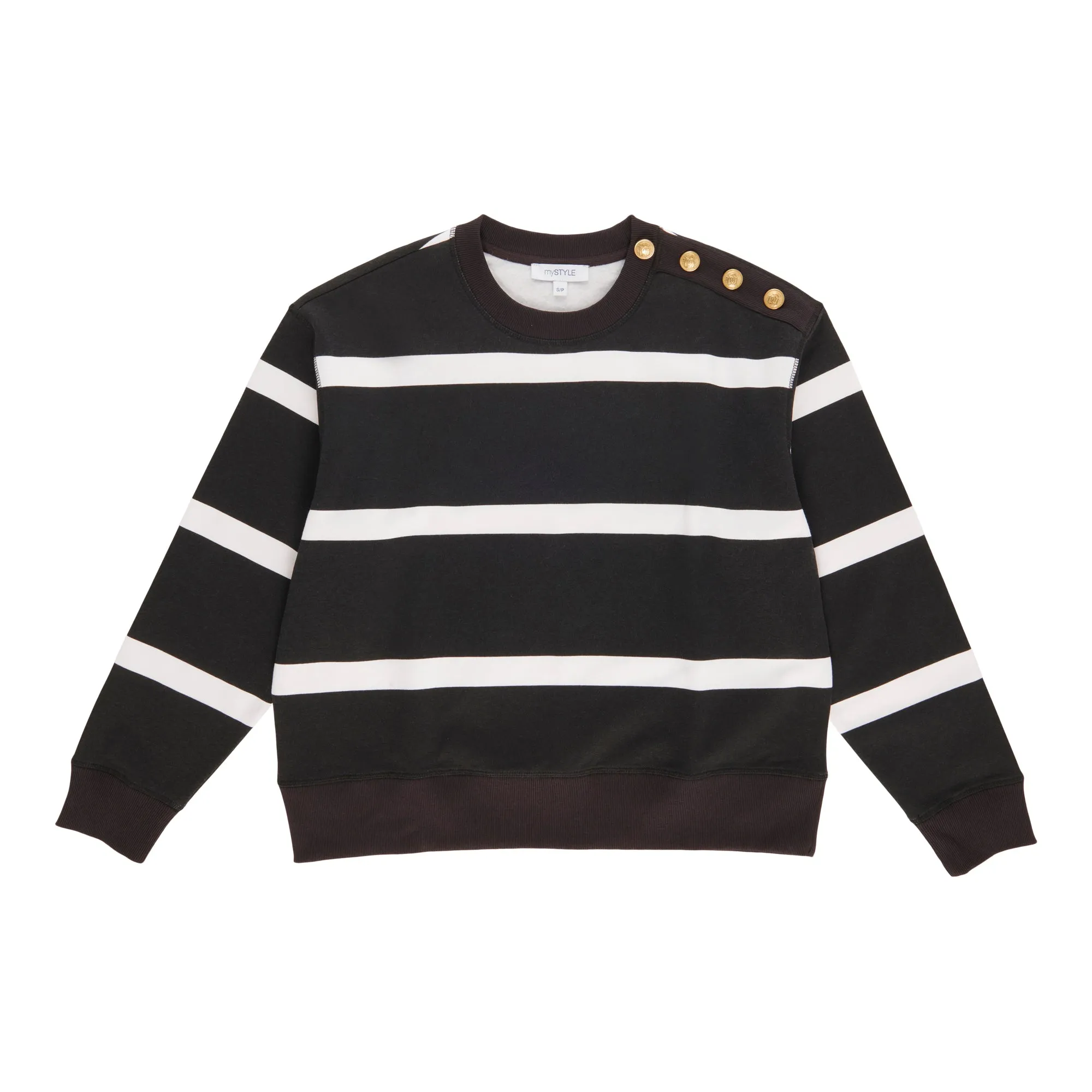 mySTYLE Women's Crew Neck Button Sweater sold by Giant Tiger