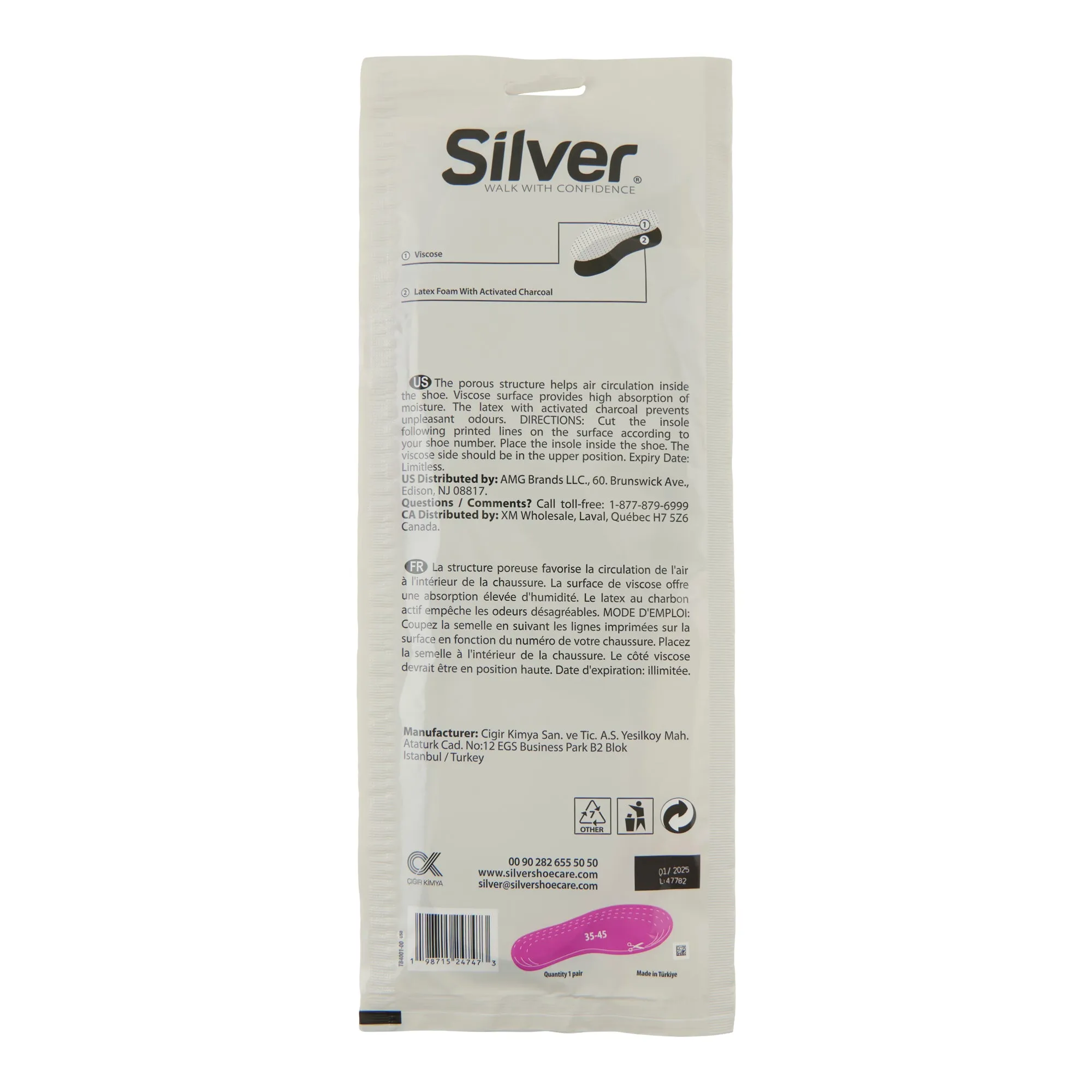 SILVER Odour Stop Latex Shoe Insole sold by Giant Tiger product image thumbnail 2