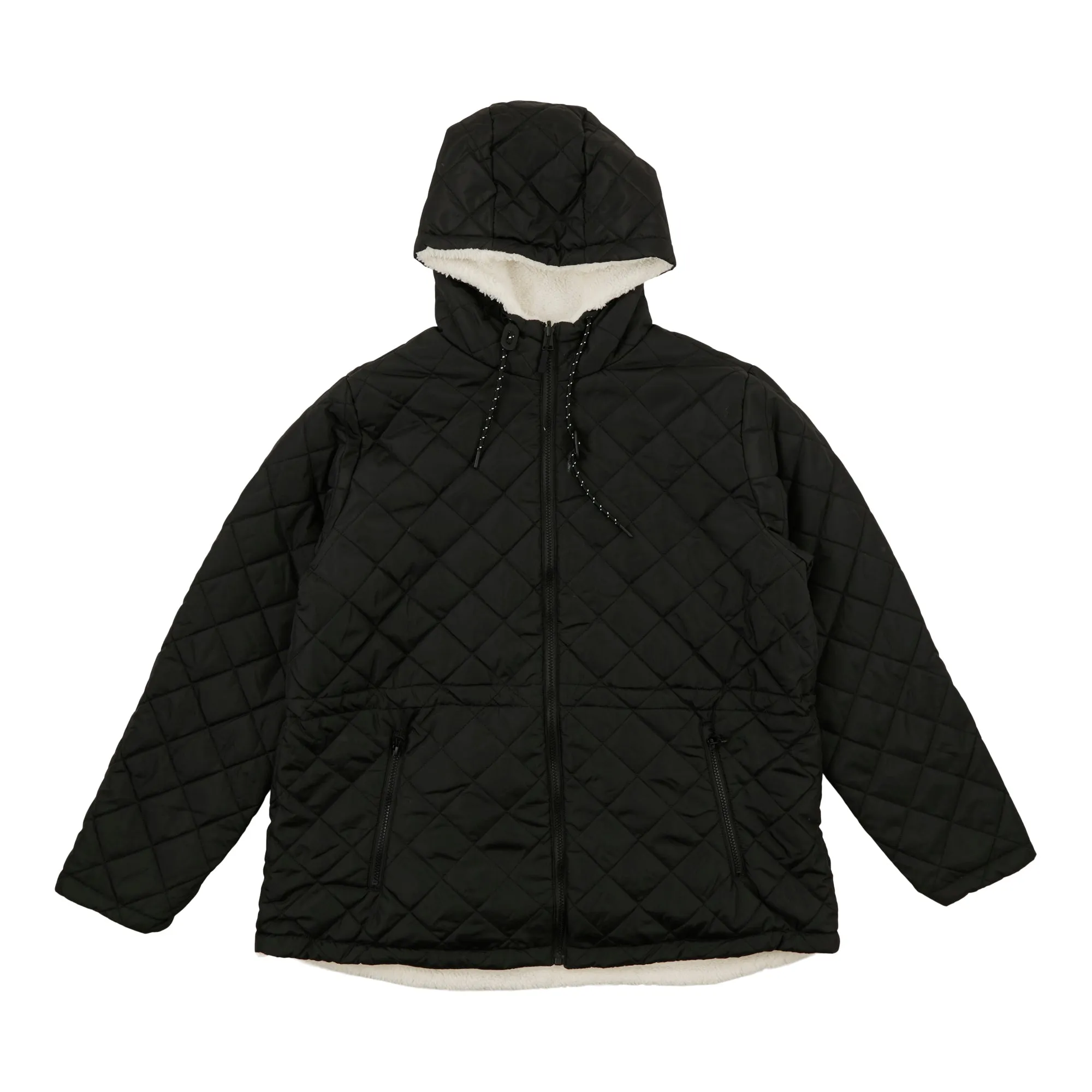 mySTYLE Women's Plus Reversible Quilt Sherpa Jacket sold by Giant Tiger