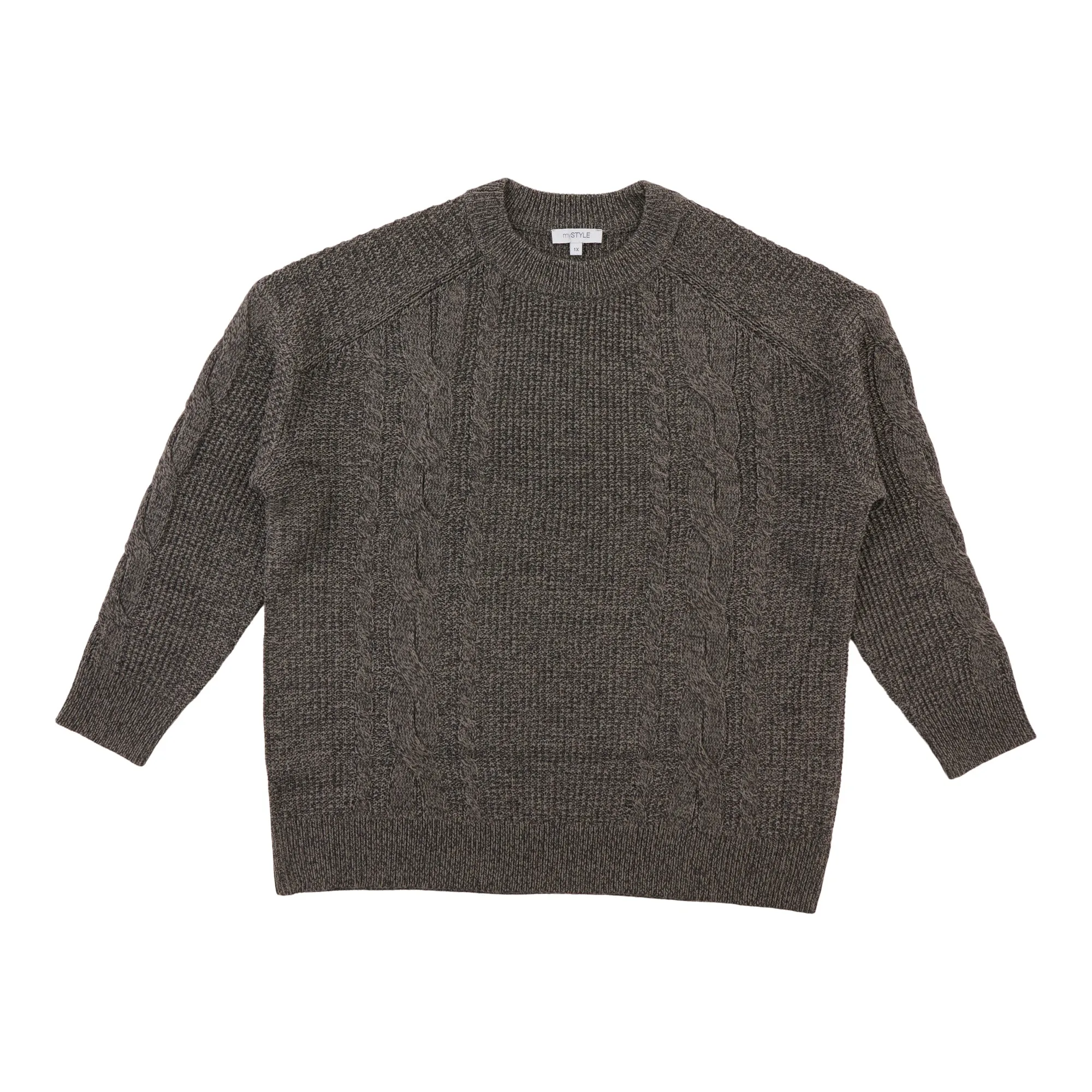 mySTYLE Women's Plus Cable Pullover Sweater sold by Giant Tiger