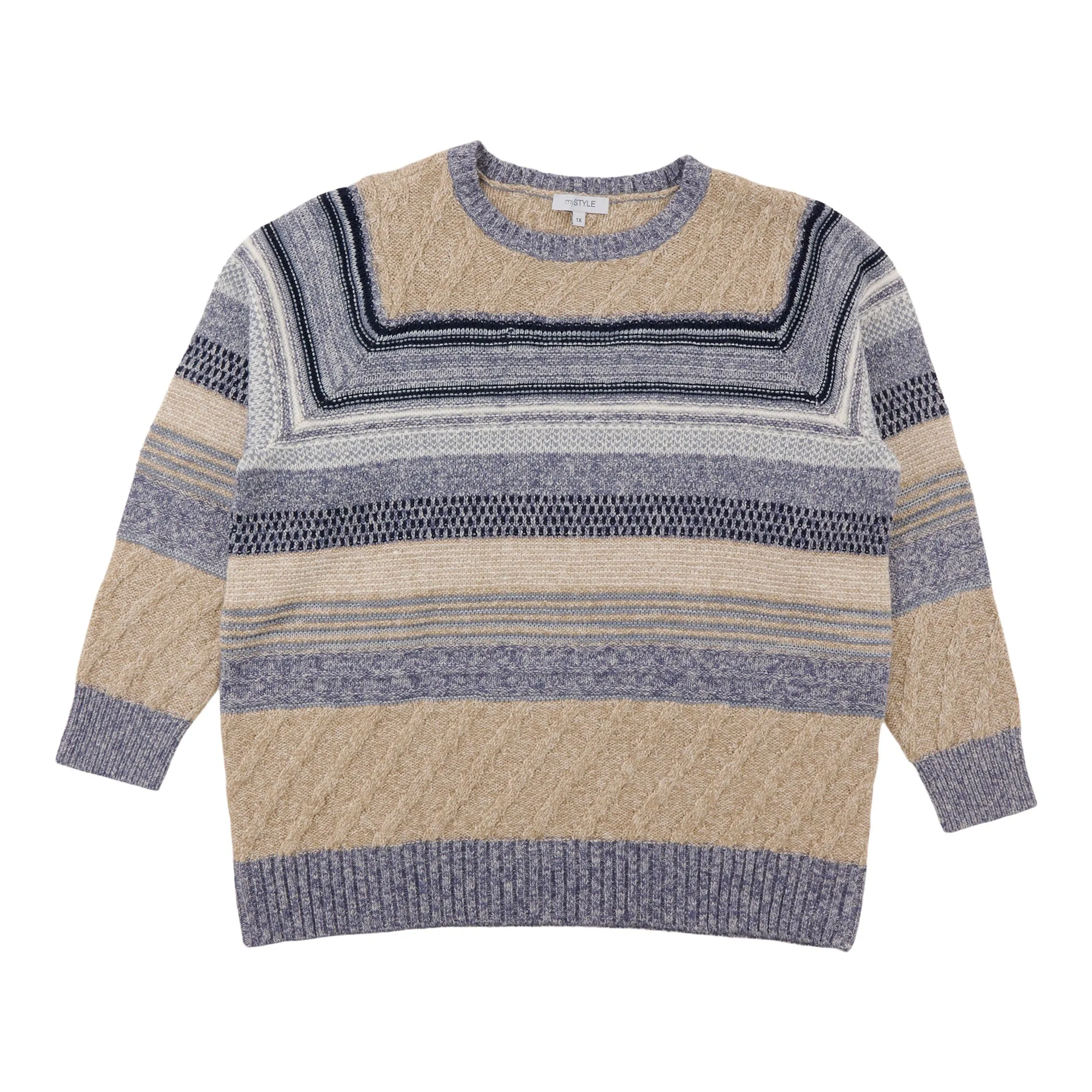 mySTYLE Women's Plus Striped Jacquard Sweater sold by Giant Tiger