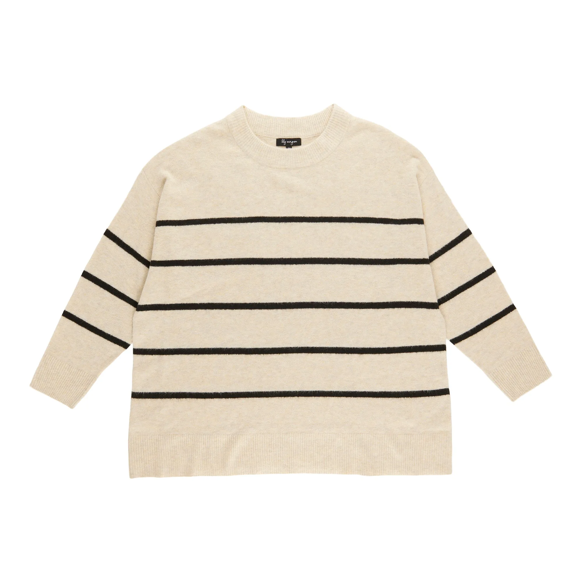 lily morgan Women's Plus Striped Crew Neck Sweater sold by Giant Tiger product image thumbnail 2