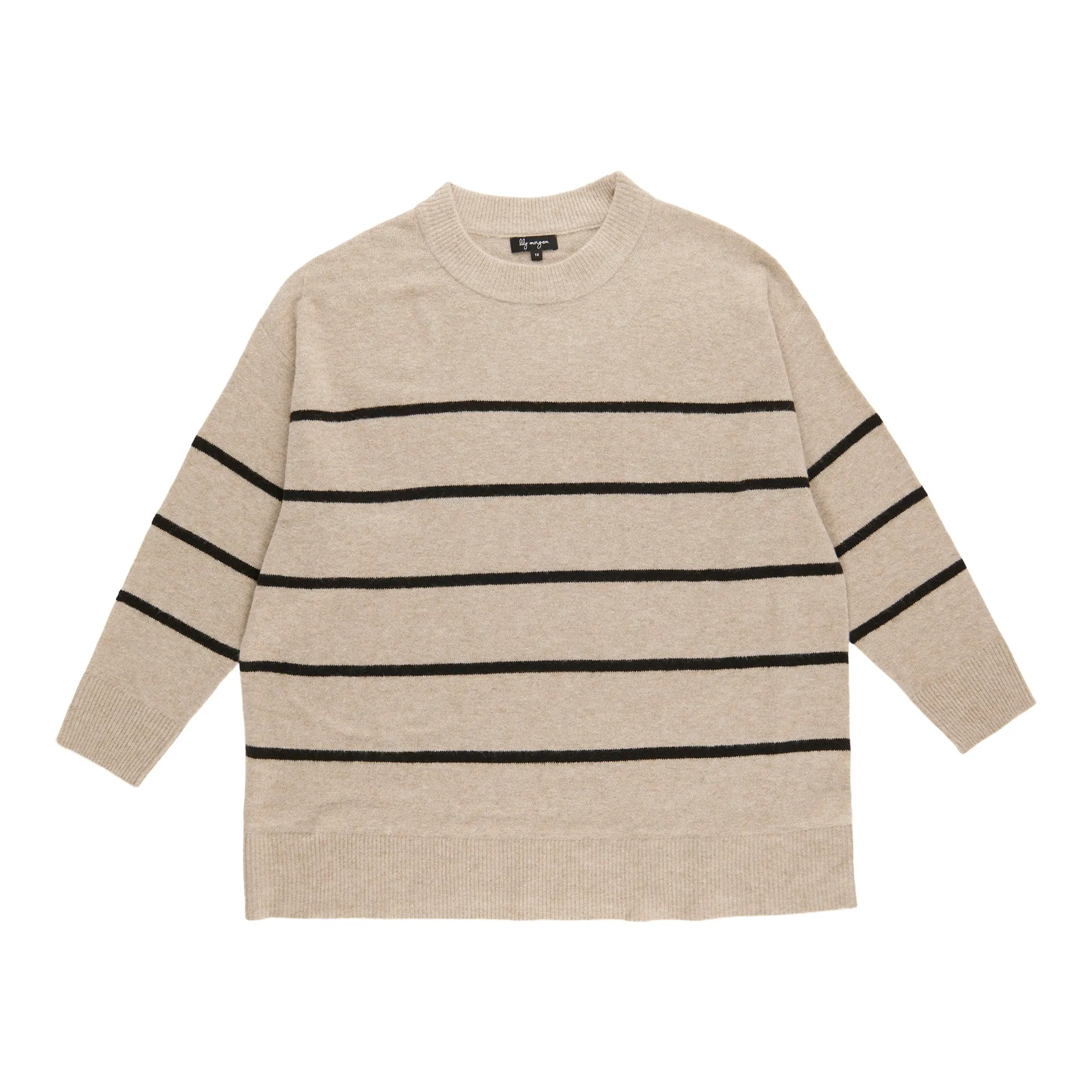 lily morgan Women's Plus Striped Crew Neck Sweater sold by Giant Tiger