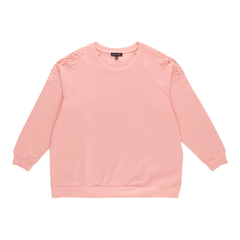 Women's Plus Crew Neck Lace Accents Sweater sold by Giant Tiger