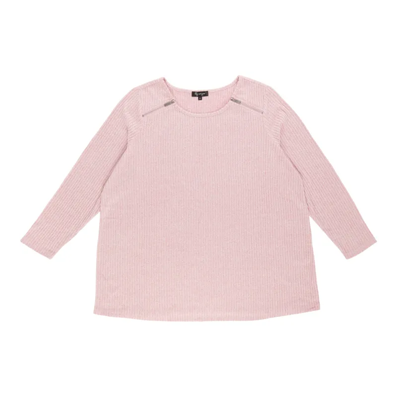 lily morgan Women's Plus Zipper Detail Top sold by Giant Tiger